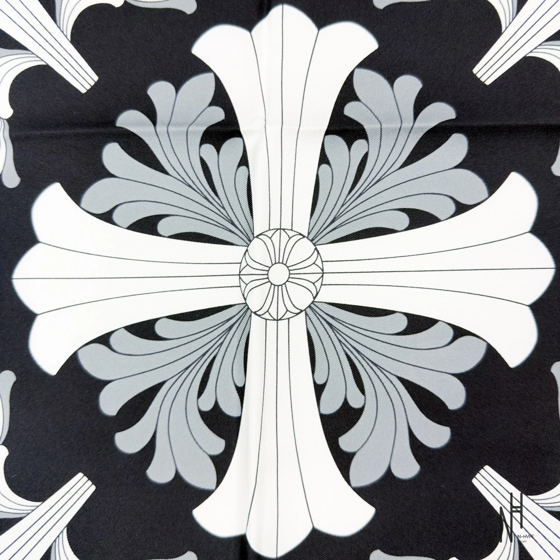 Chrome Hearts Cemetery Cross Silk Scarf / Black - Image 3