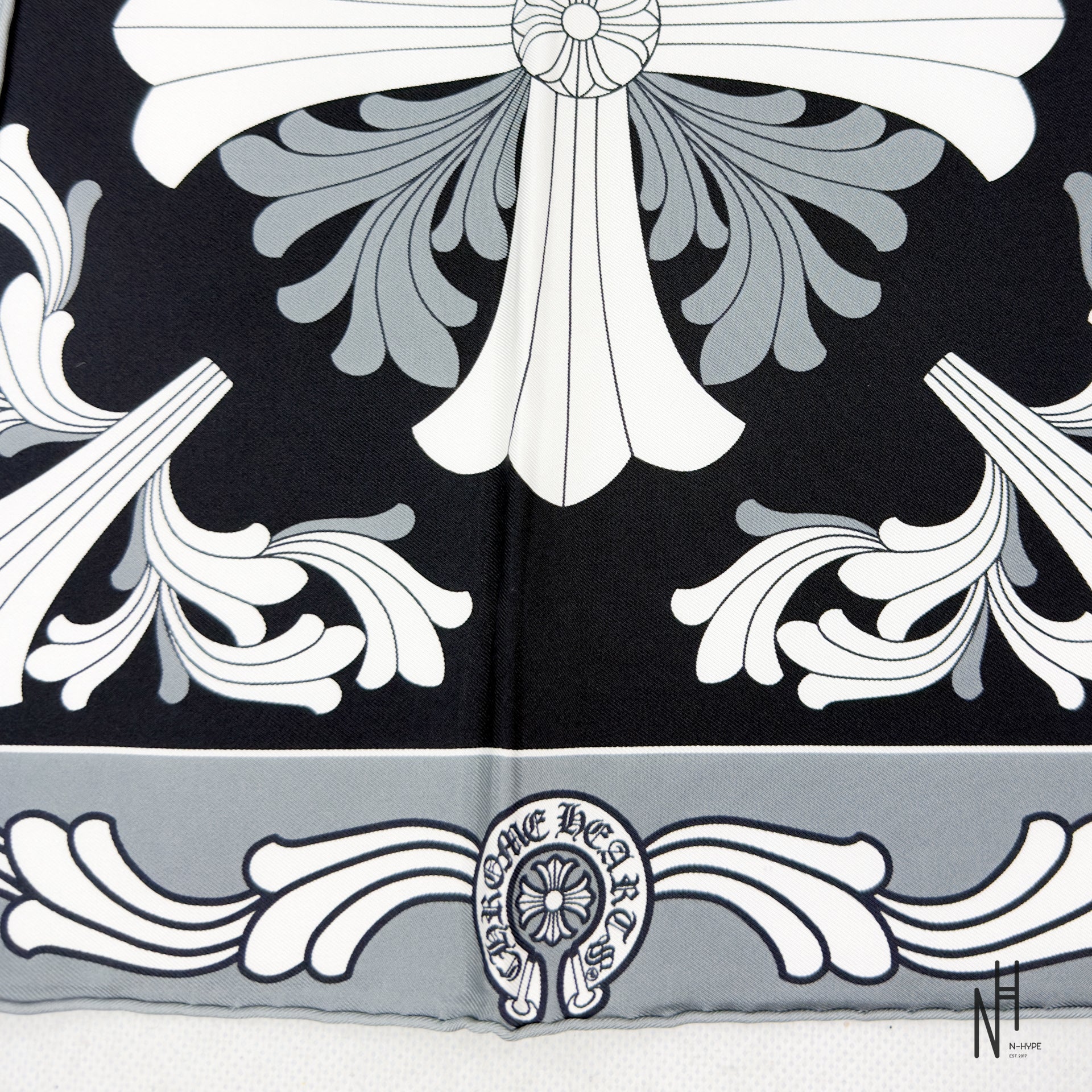 Chrome Hearts Cemetery Cross Silk Scarf / Black - Image 4