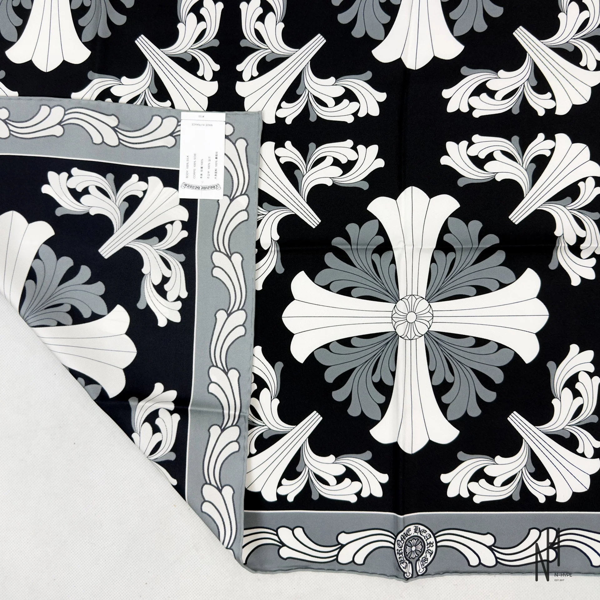 Chrome Hearts Cemetery Cross Silk Scarf / Black - Image 5