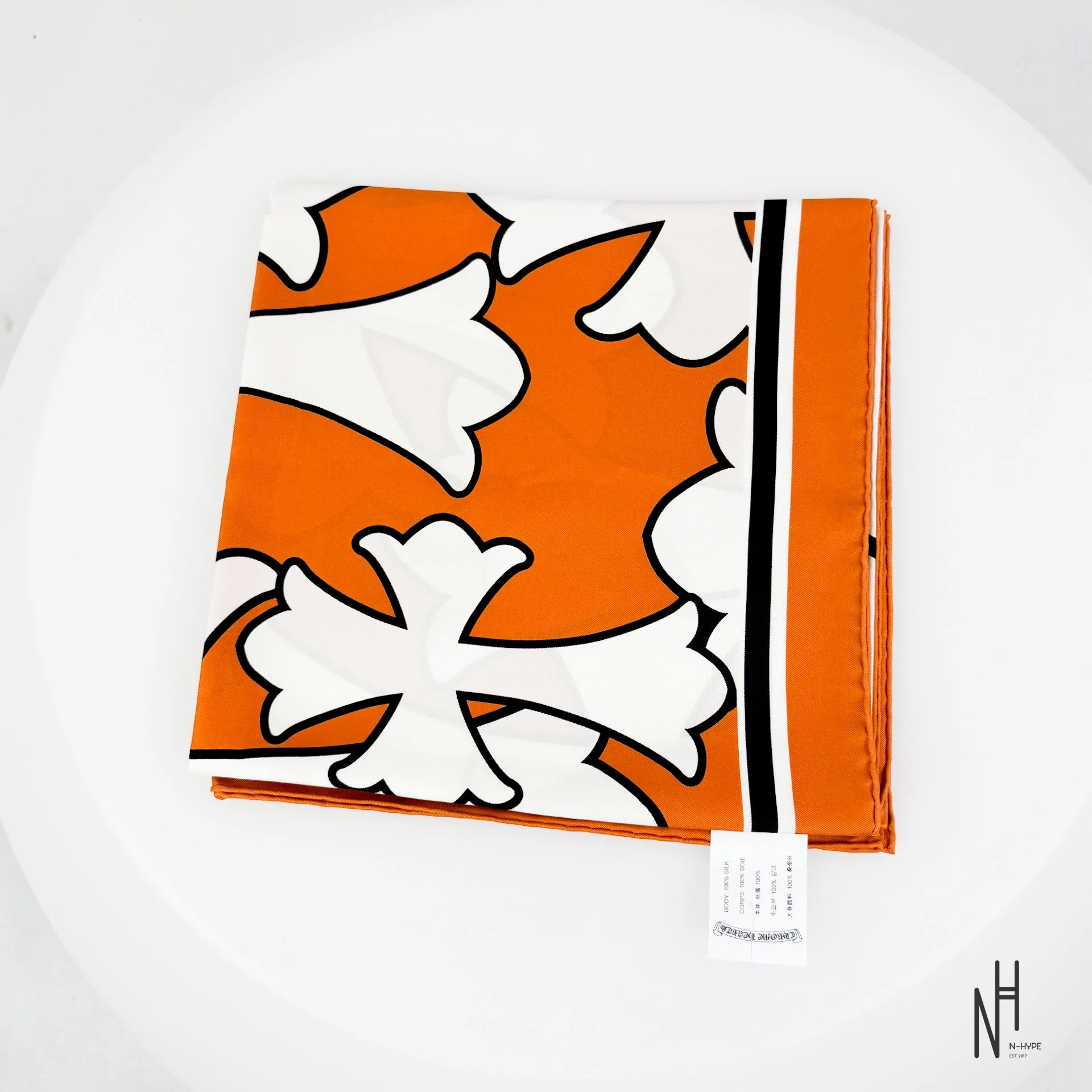 Chrome Hearts Cemetery Cross Silk Scarf / Orange - Image 2