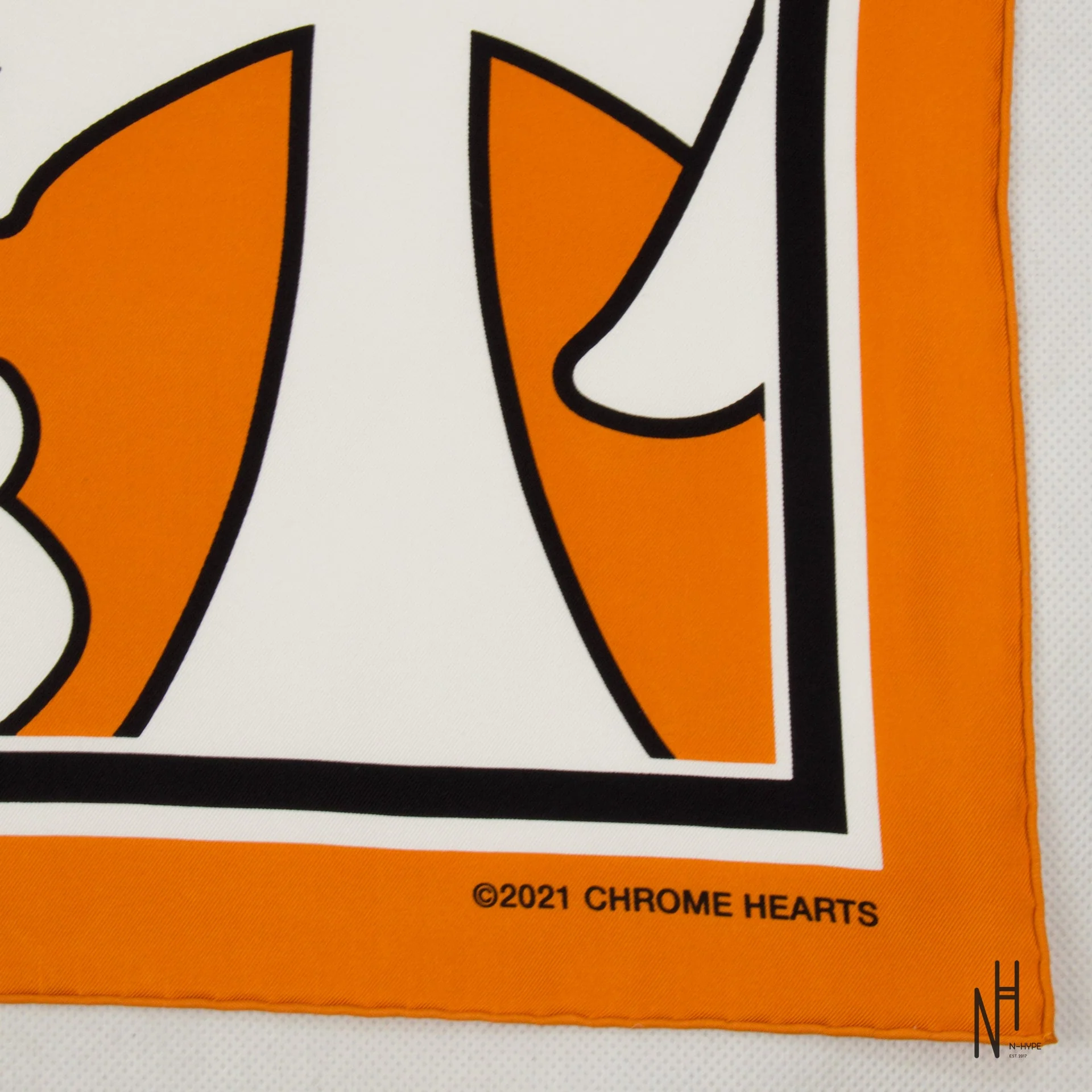 Chrome Hearts Cemetery Cross Silk Scarf / Orange - Image 3