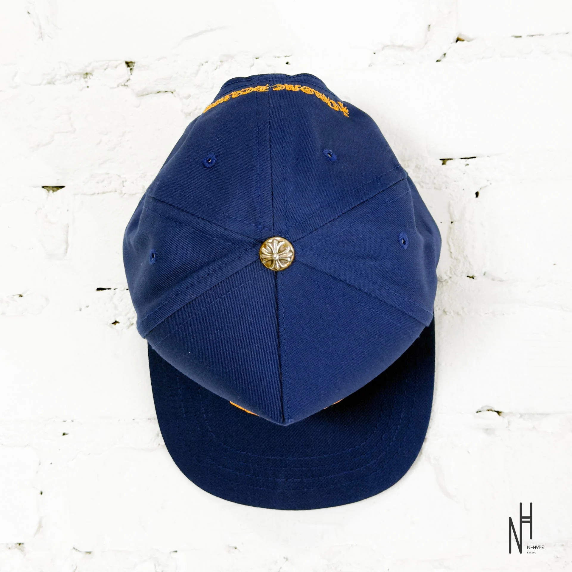 Chrome Hearts CH Blue & Gold Logo Trucker Hat - Image 2