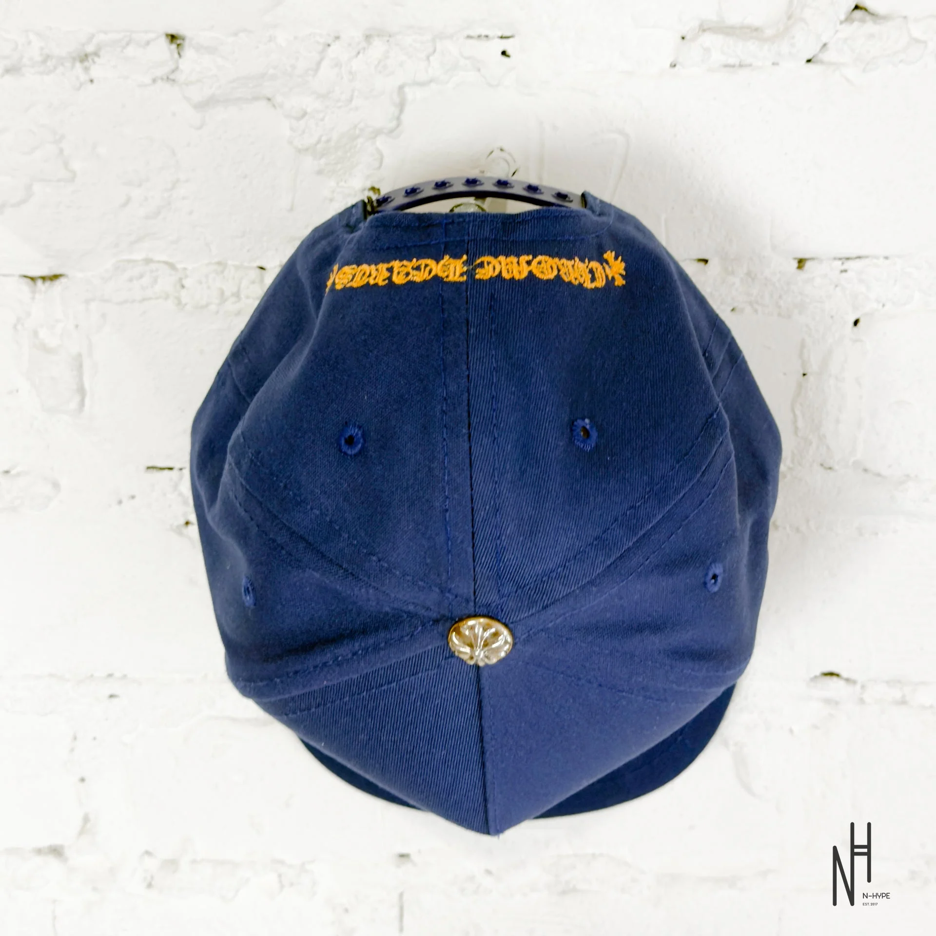 Chrome Hearts CH Blue & Gold Logo Trucker Hat - Image 3