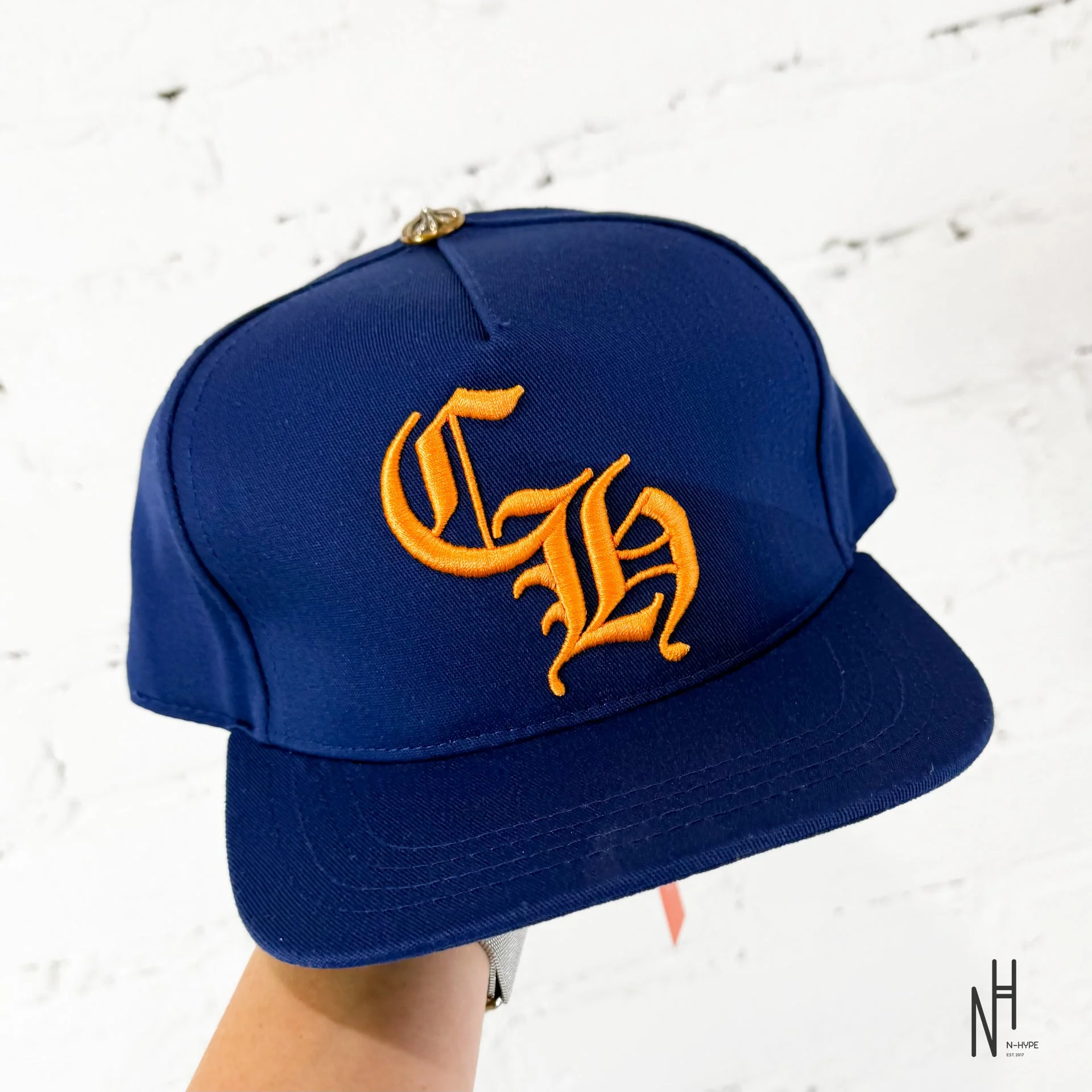 Chrome Hearts CH Blue & Gold Logo Trucker Hat - Image 4