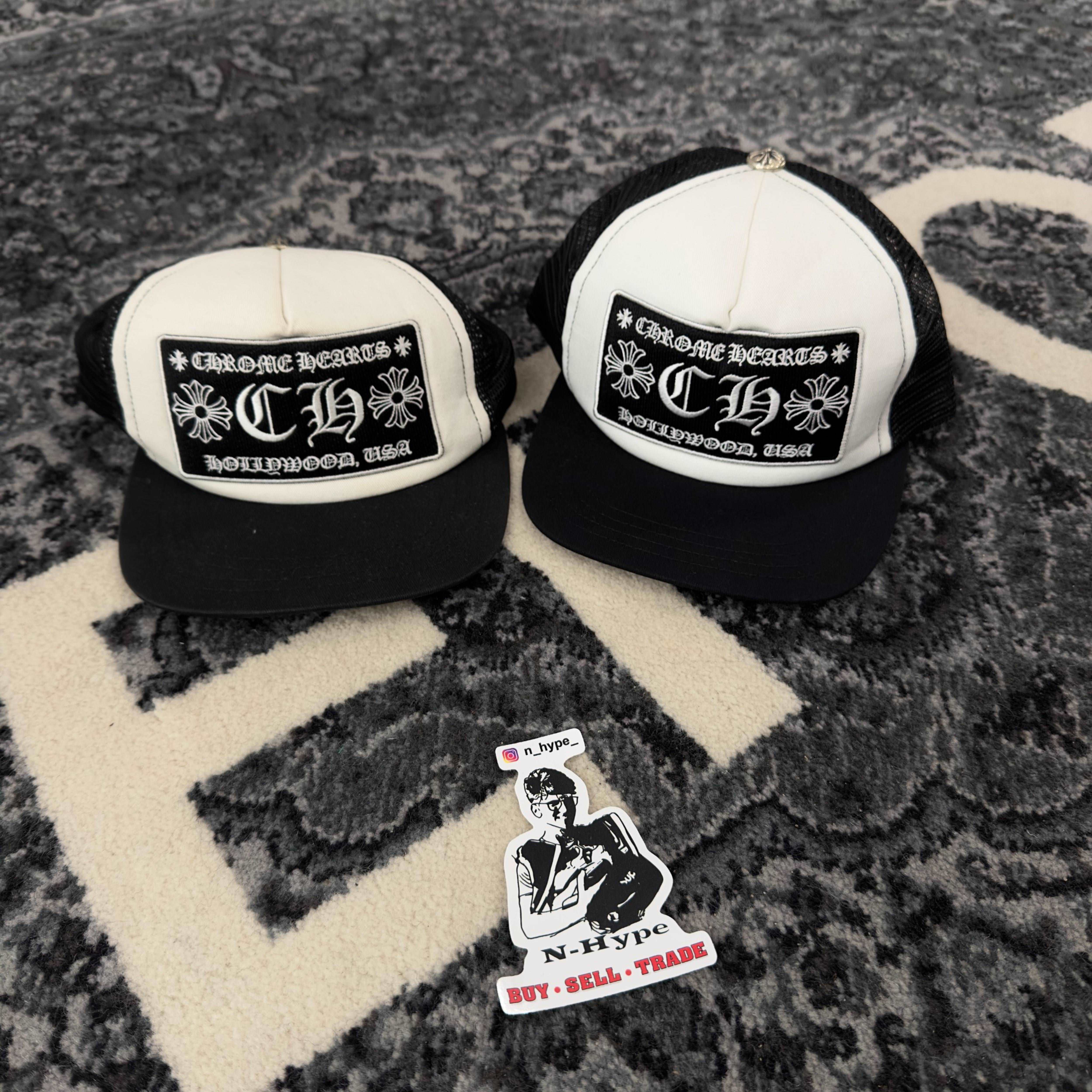 Chrome Hearts CH Hollywood Trucker Hat Black/White - Image 4