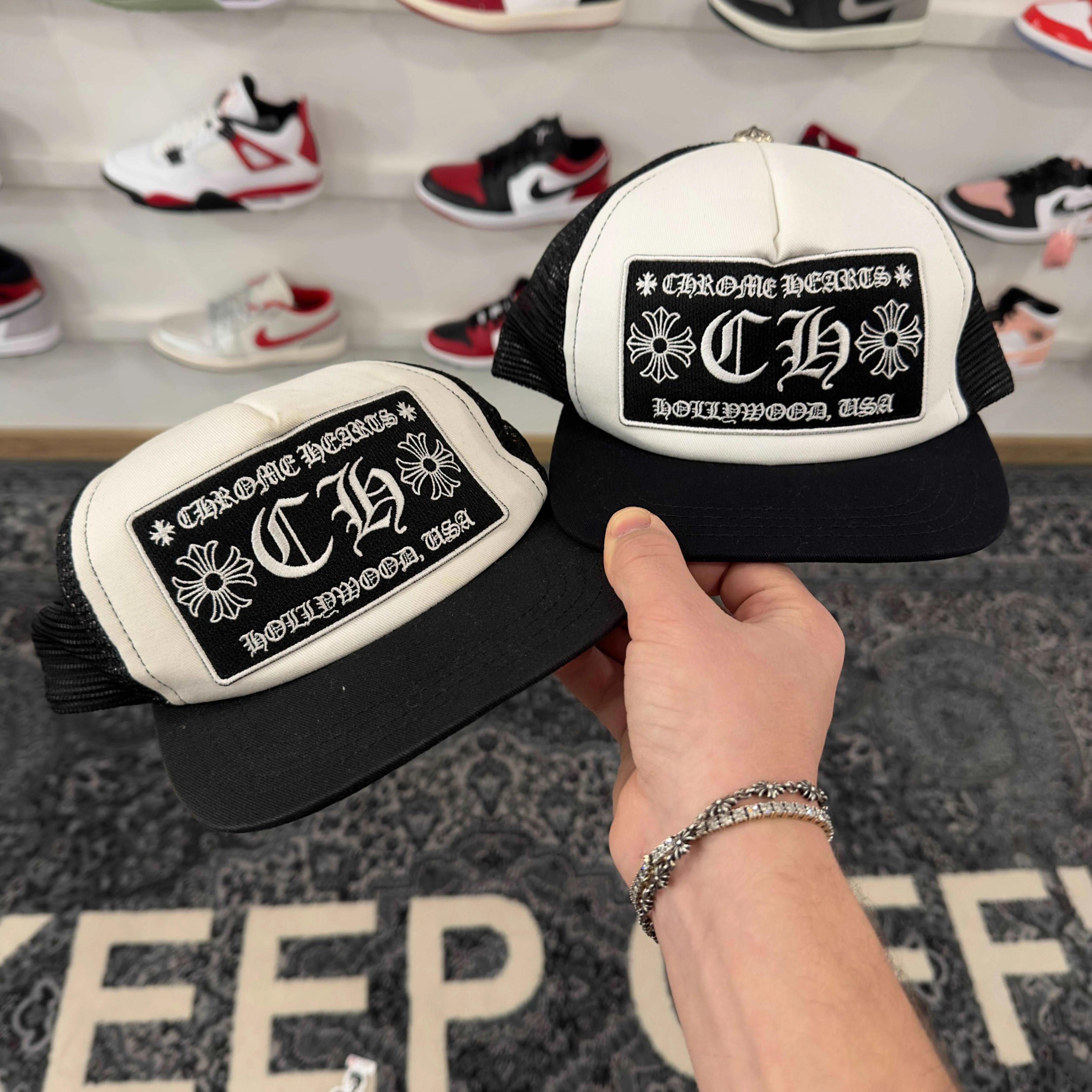 Chrome Hearts CH Hollywood Trucker Hat Black/White - Image 5