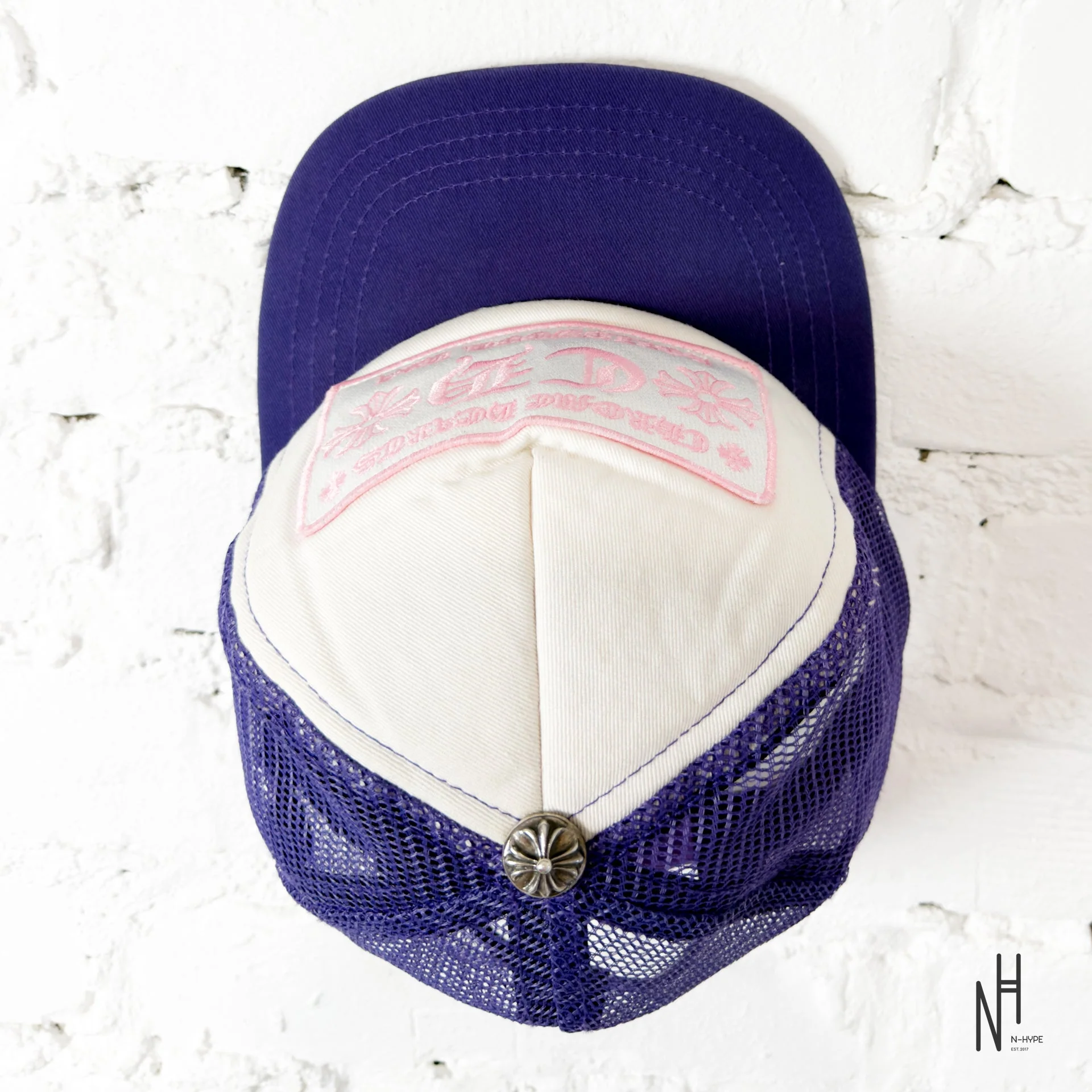 Chrome Hearts CH Hollywood Trucker Hat Purple Pink - Image 4