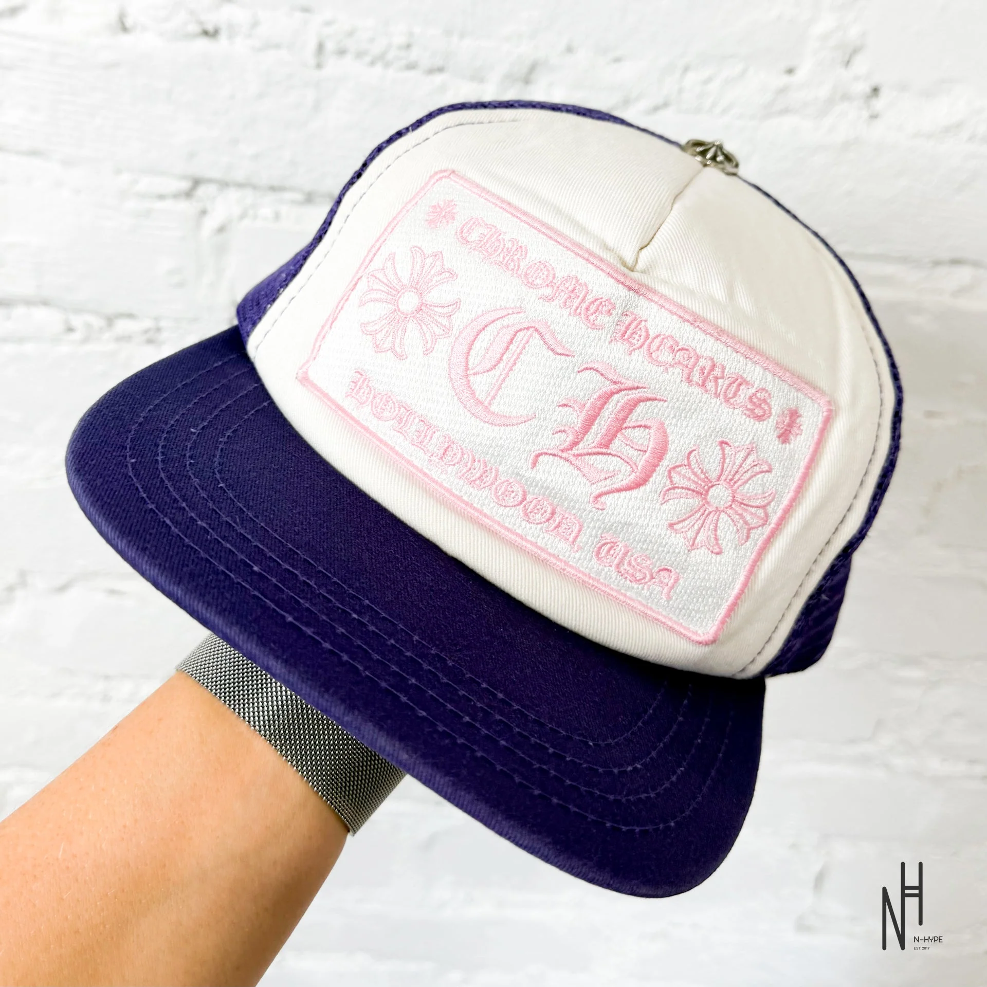 Chrome Hearts CH Hollywood Trucker Hat Purple Pink - Image 6