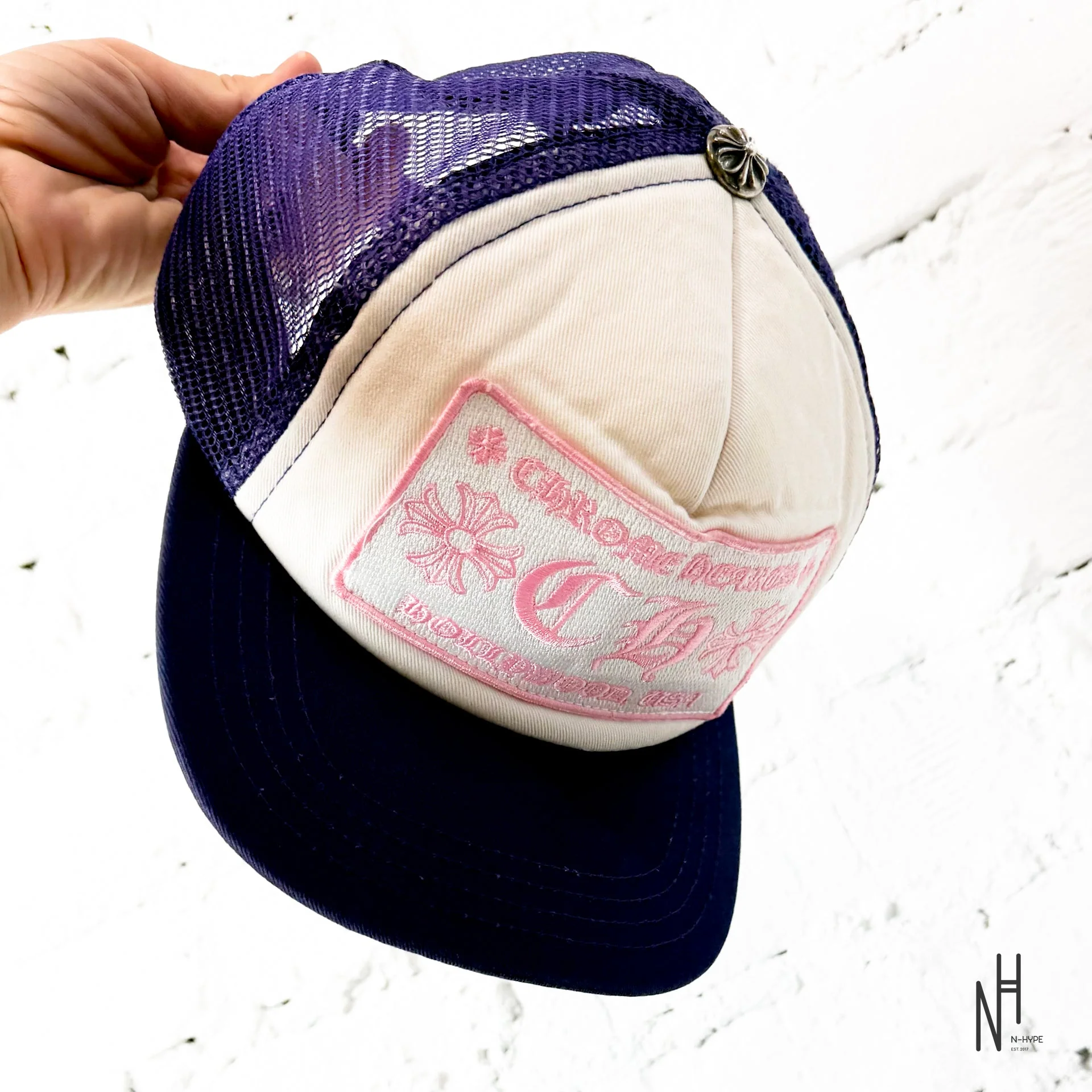 Chrome Hearts CH Hollywood Trucker Hat Purple Pink - Image 7