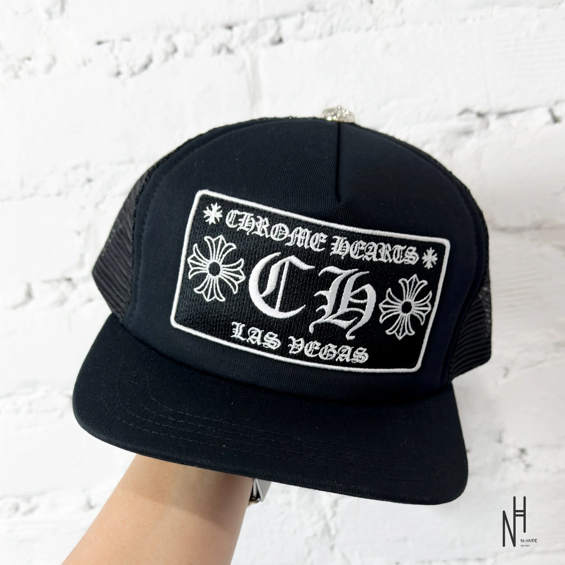 Chrome Hearts CH Las Vegas Trucker Hat Black / Black - Image 4