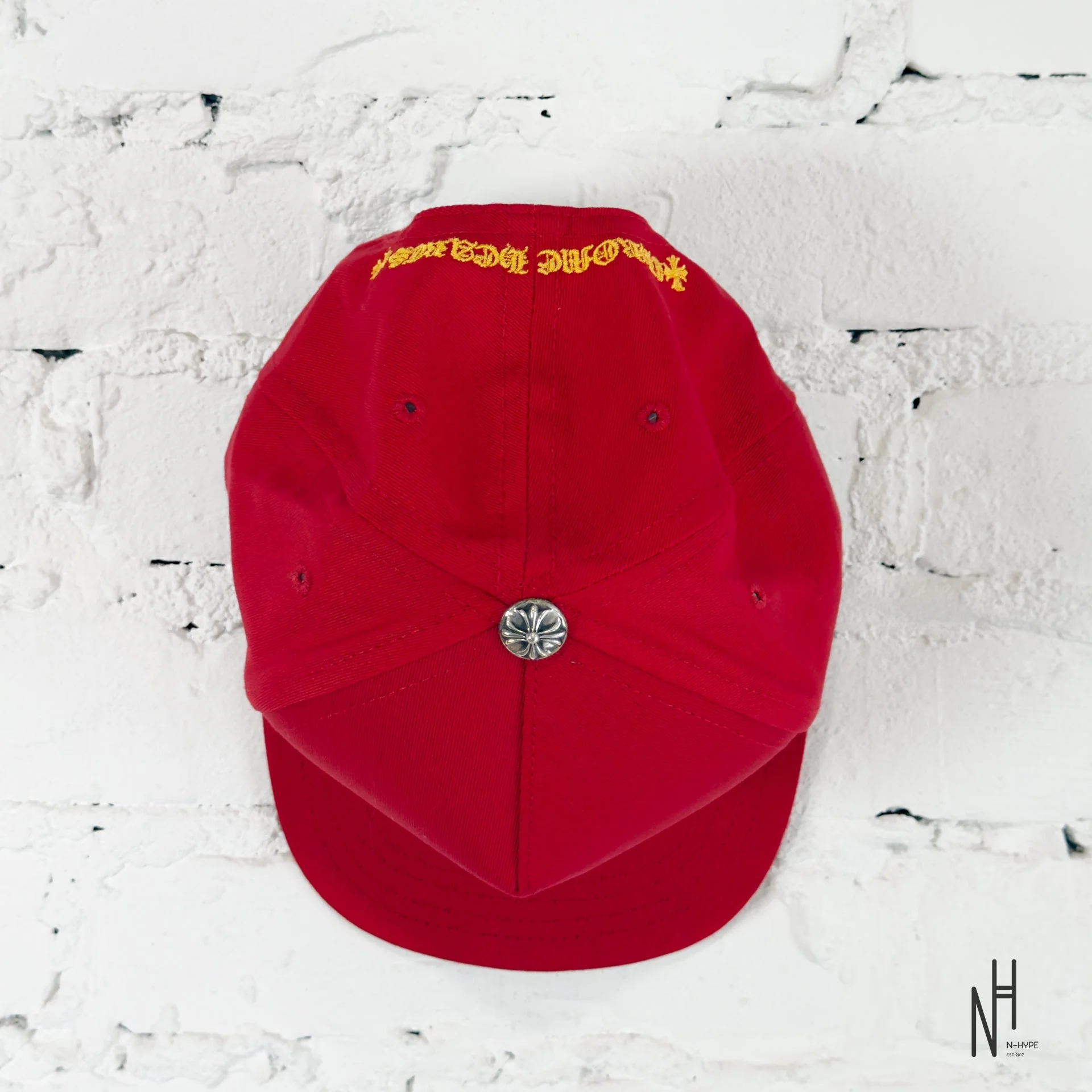 Chrome Hearts CH Red & Gold Logo Trucker Hat - Image 2
