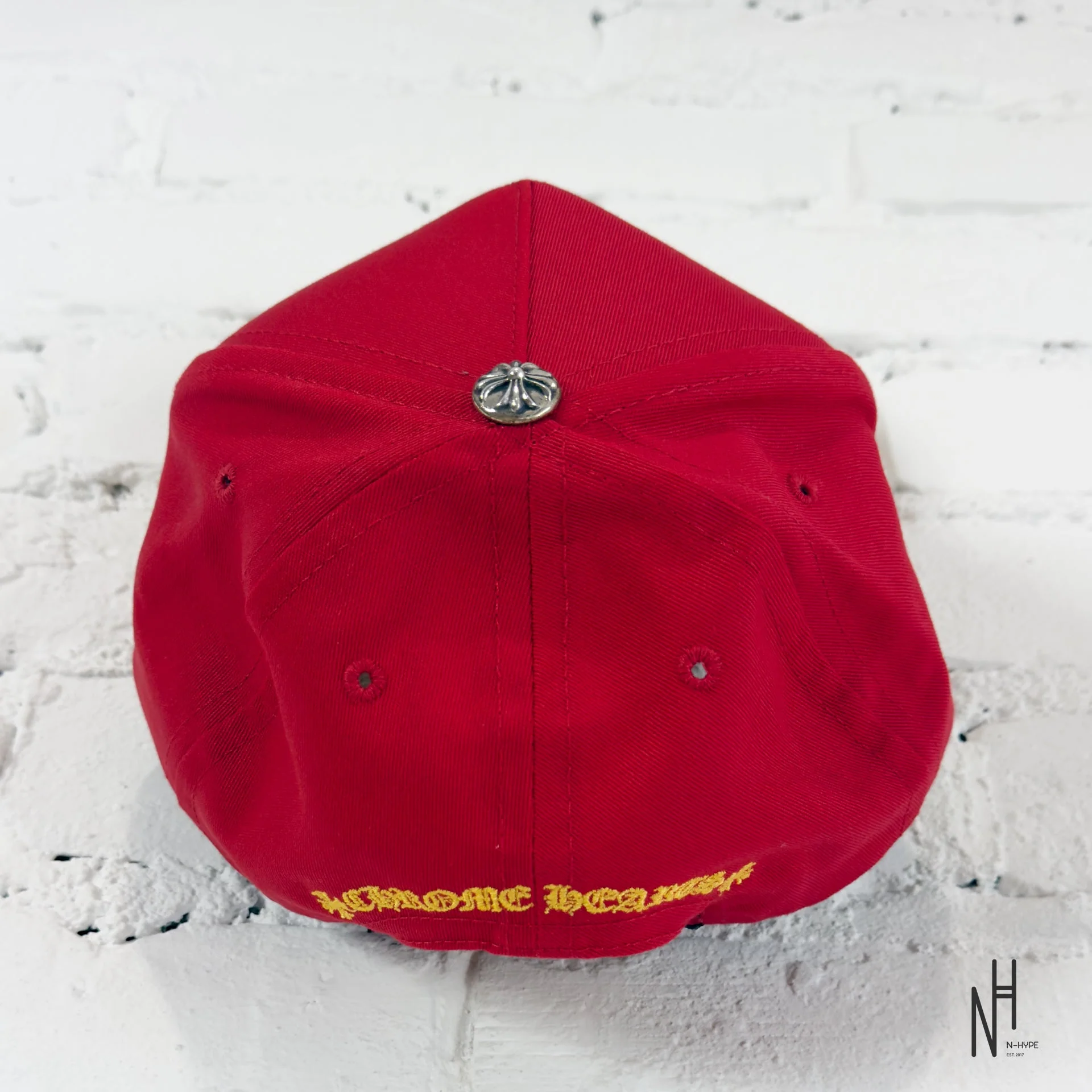 Chrome Hearts CH Red & Gold Logo Trucker Hat - Image 3
