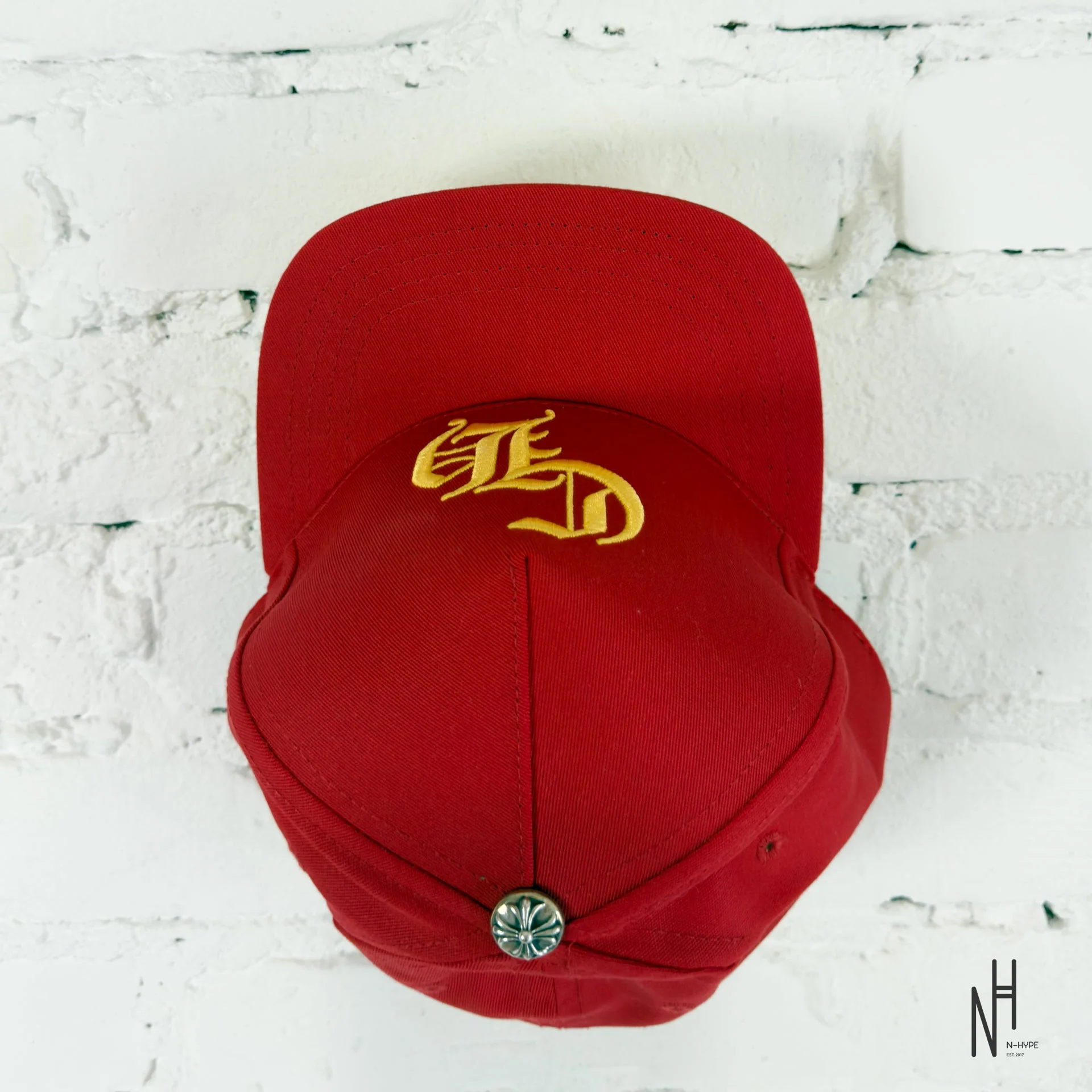 Chrome Hearts CH Red & Gold Logo Trucker Hat - Image 4
