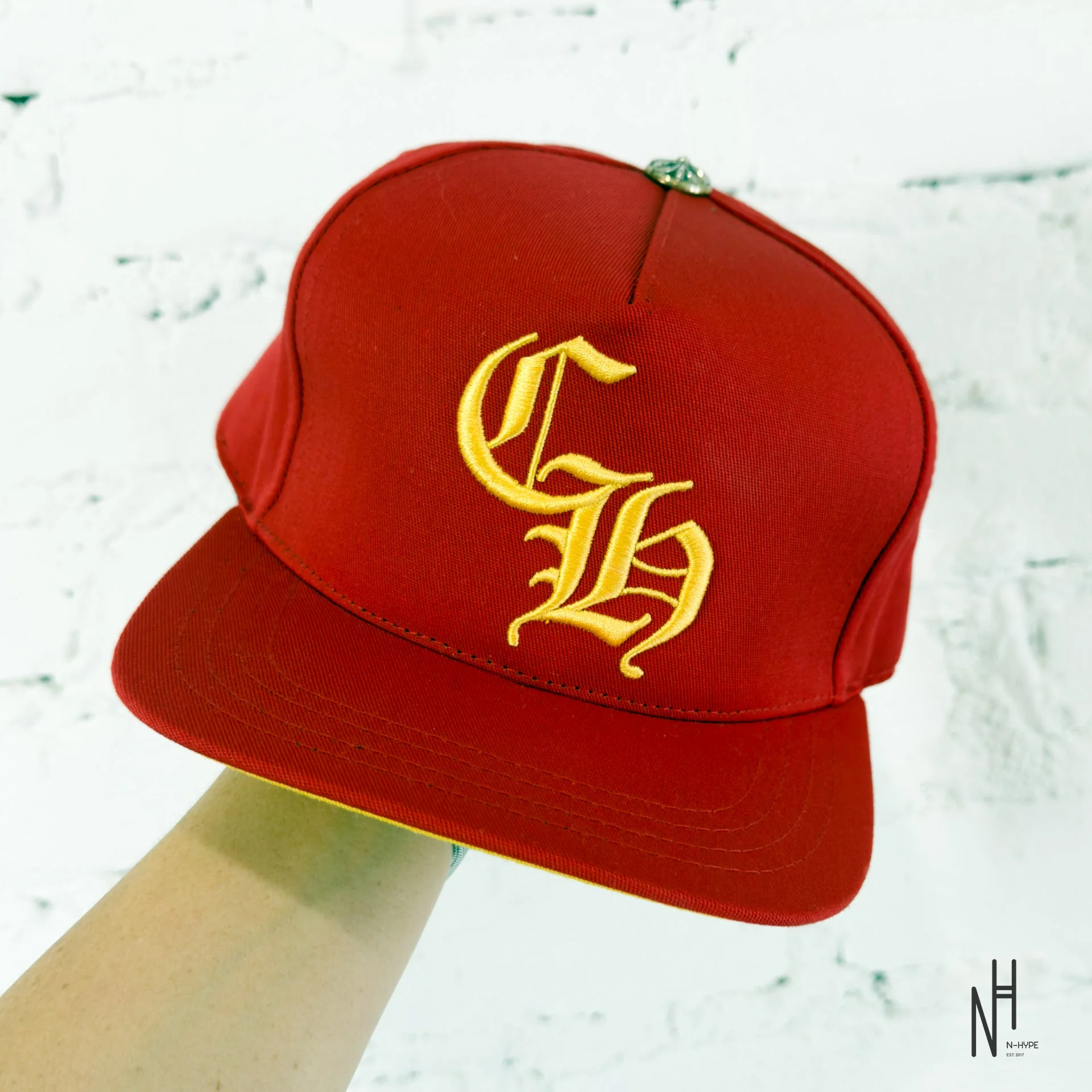 Chrome Hearts CH Red & Gold Logo Trucker Hat - Image 6