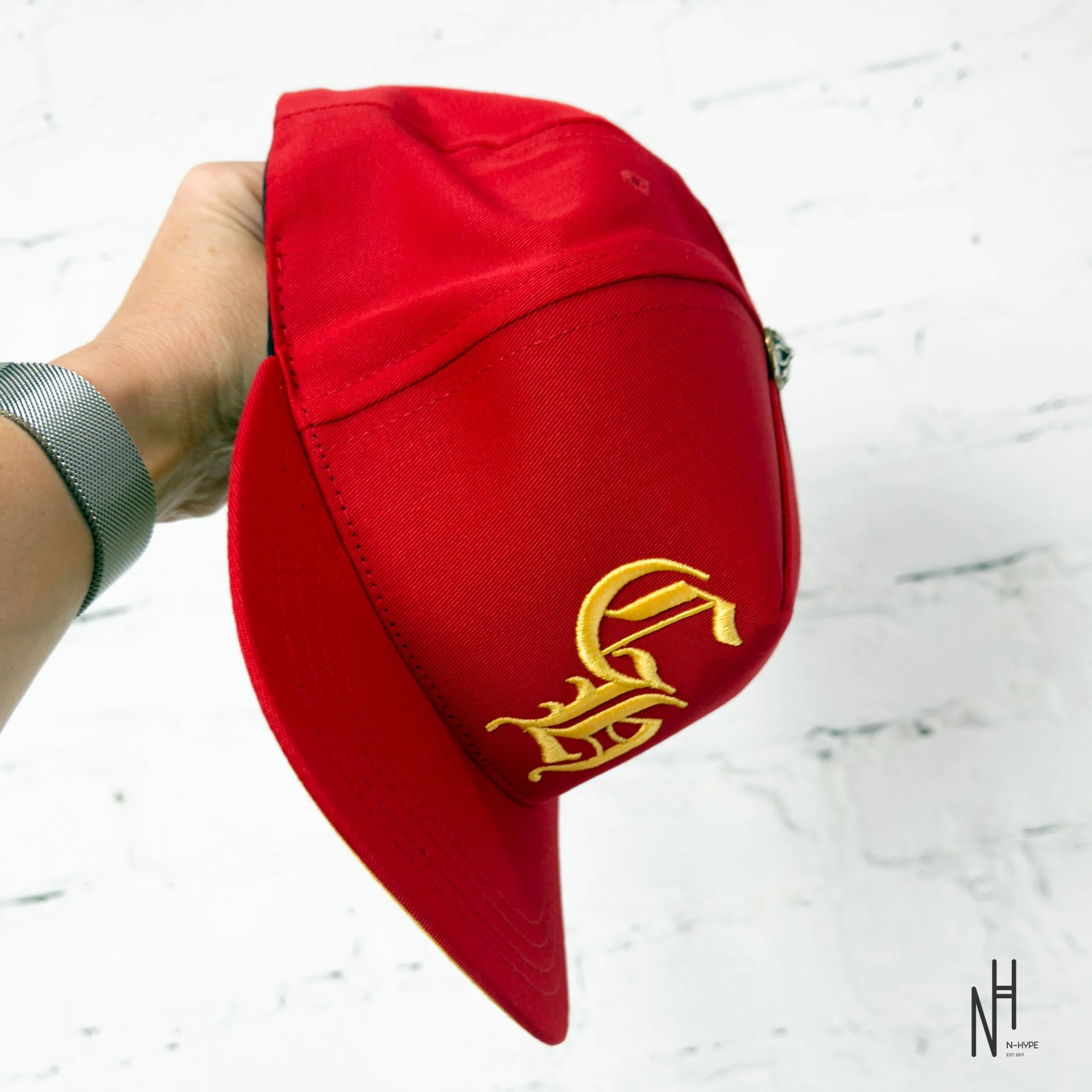 Chrome Hearts CH Red & Gold Logo Trucker Hat - Image 7