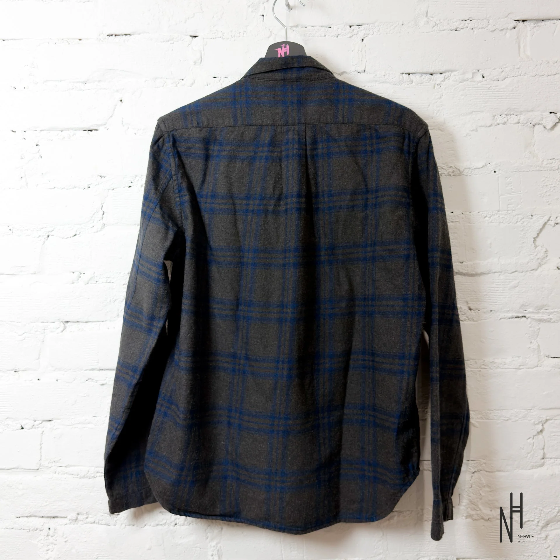 Chrome Hearts Checkered Zipper Dark Gray / Navy Patched Shirt - Image 4