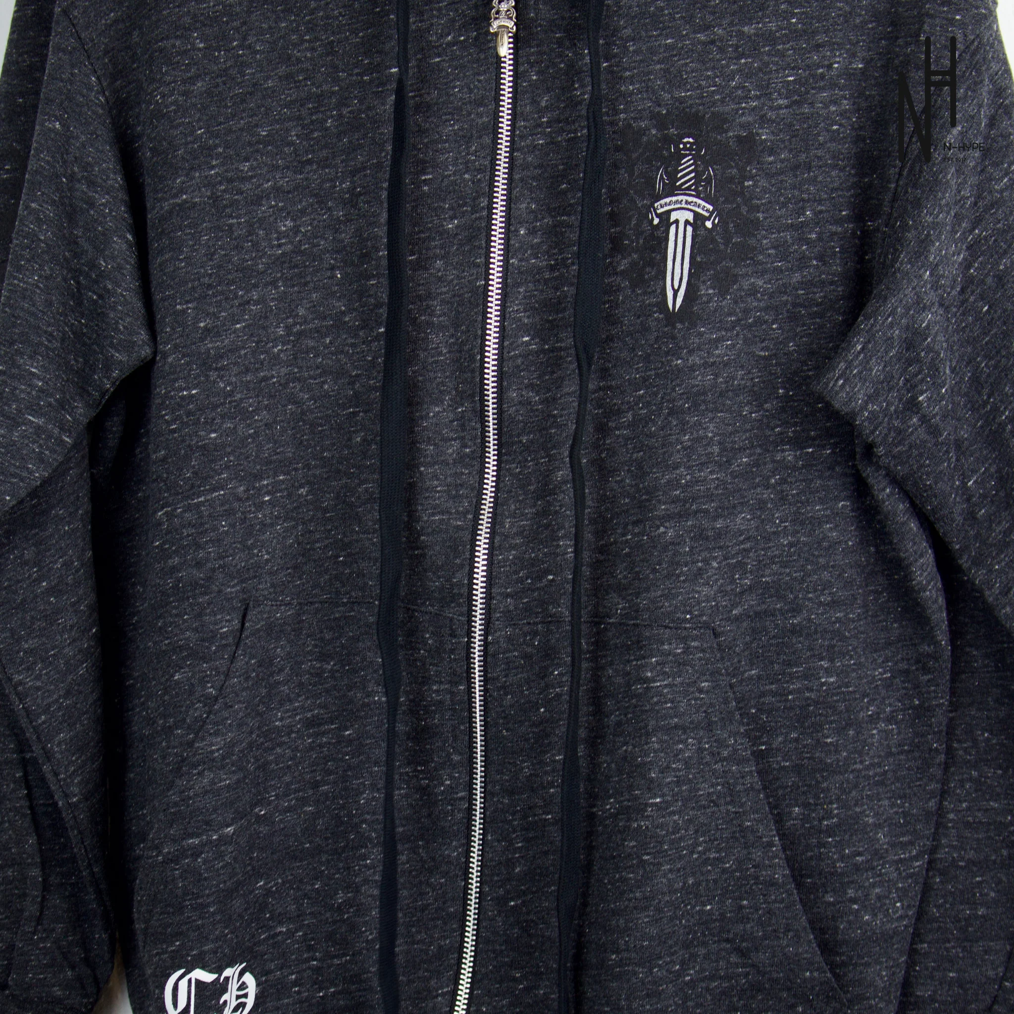 Chrome Hearts Dagger Zip Up Grey Hoodie - Image 3