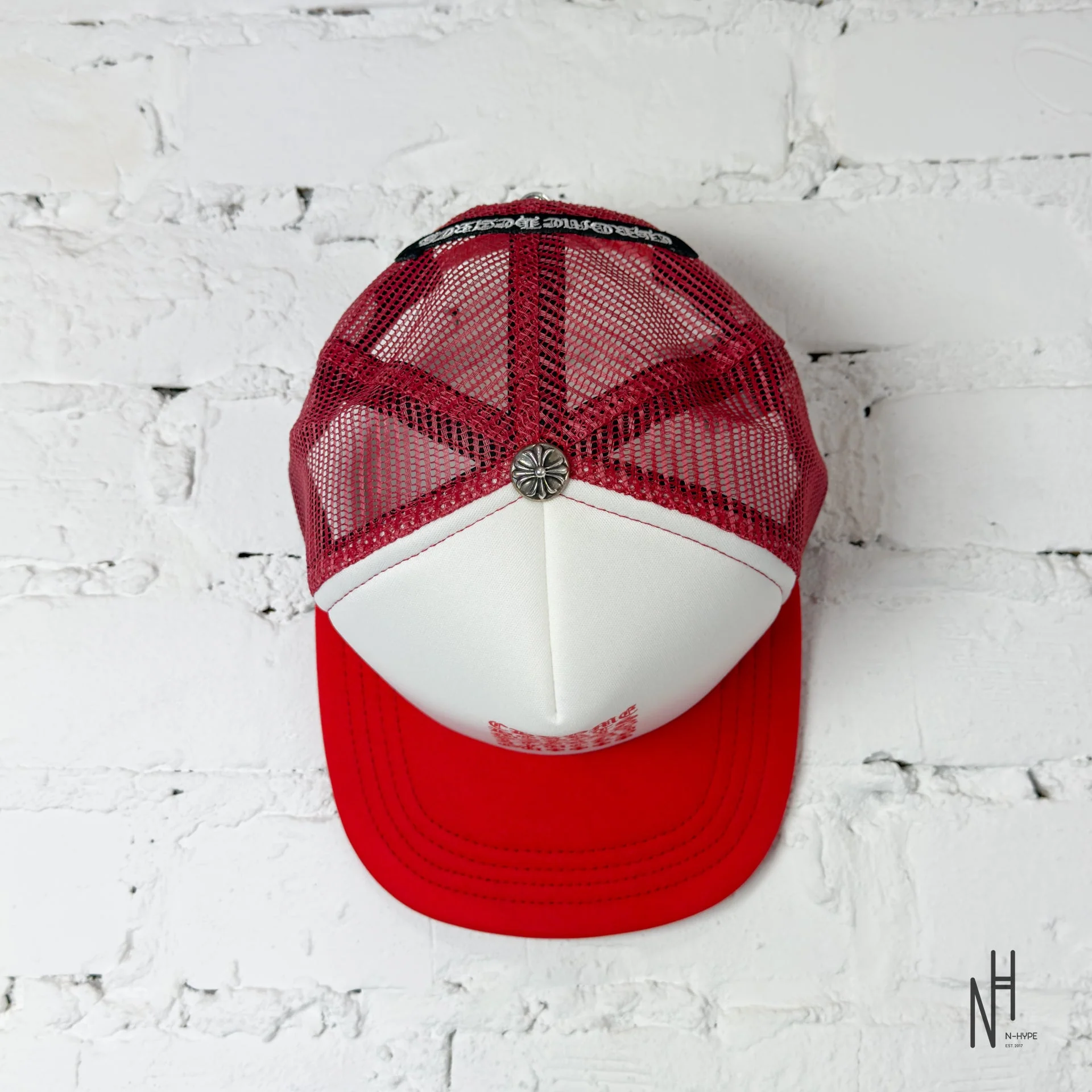 Chrome Hearts Eyechart Trucker Hat Red/White/Red - Image 2