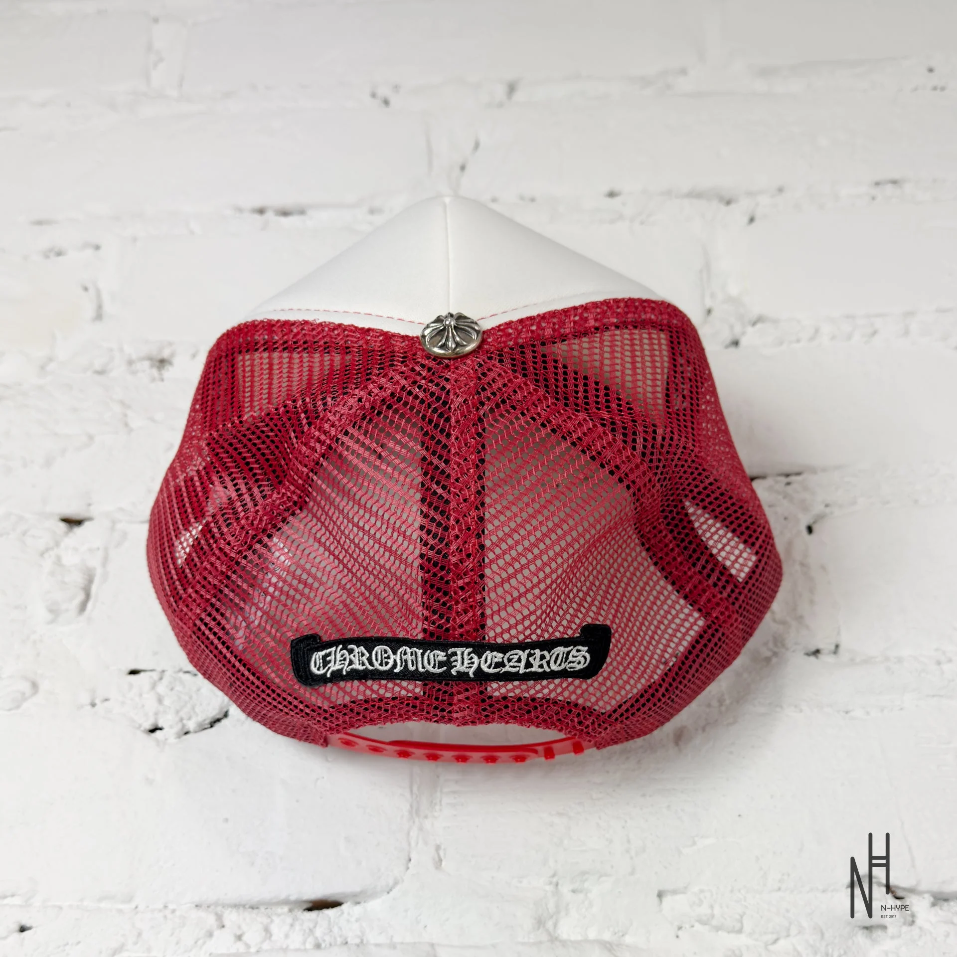Chrome Hearts Eyechart Trucker Hat Red/White/Red - Image 3