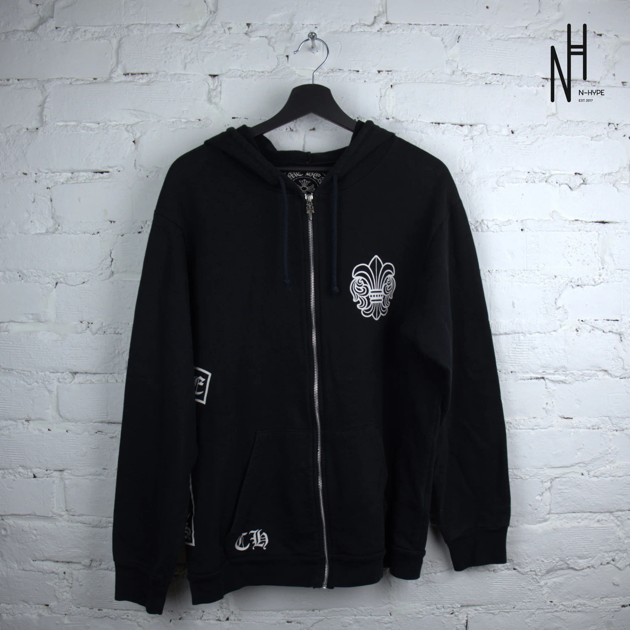 Chrome Hearts Fluer Delis T-bar Black Zip-up Hoodie
