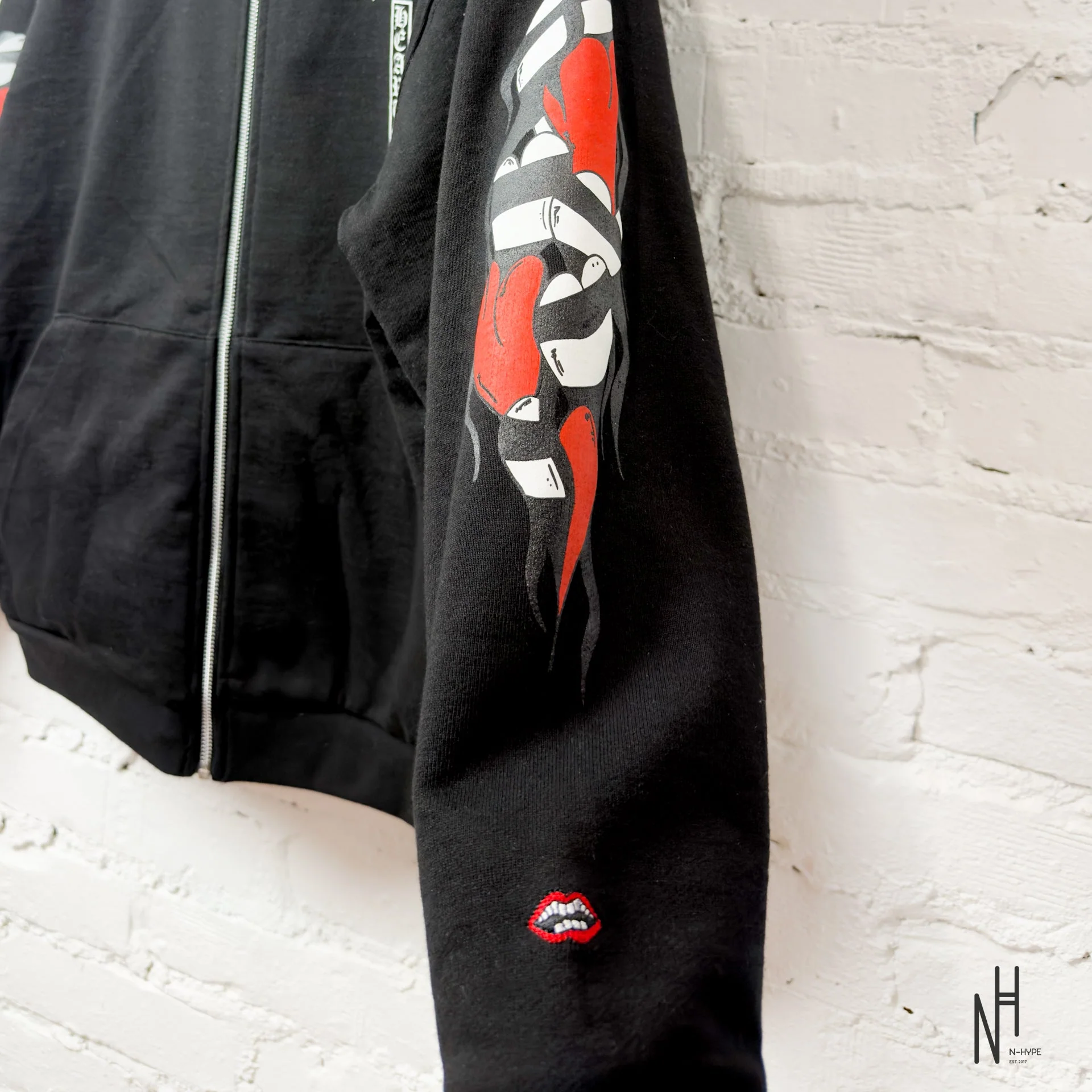Chrome Hearts Heartsleeve Zip Hoodie Black - Image 5
