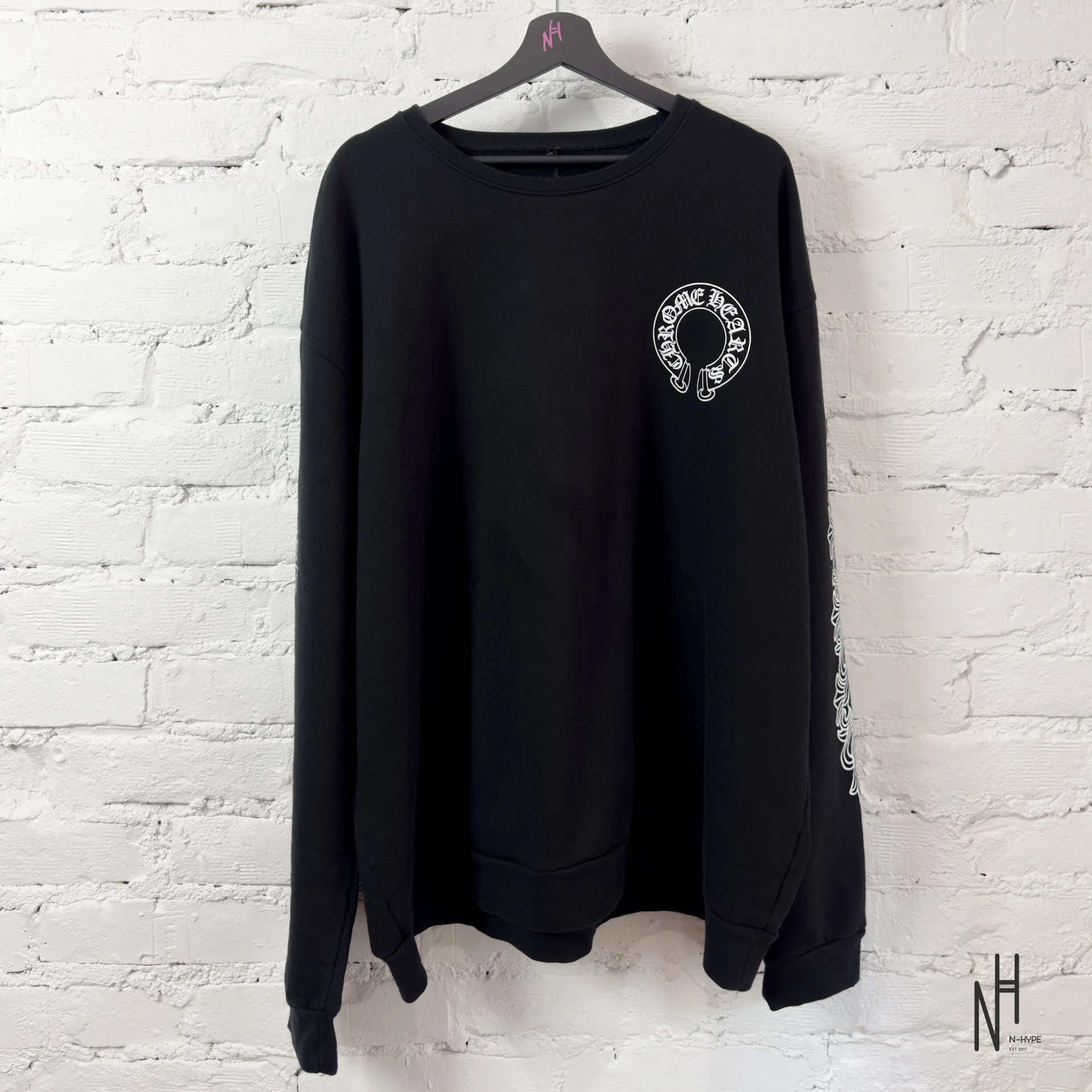 Chrome Hearts Horseshoe Floral Crewneck Black