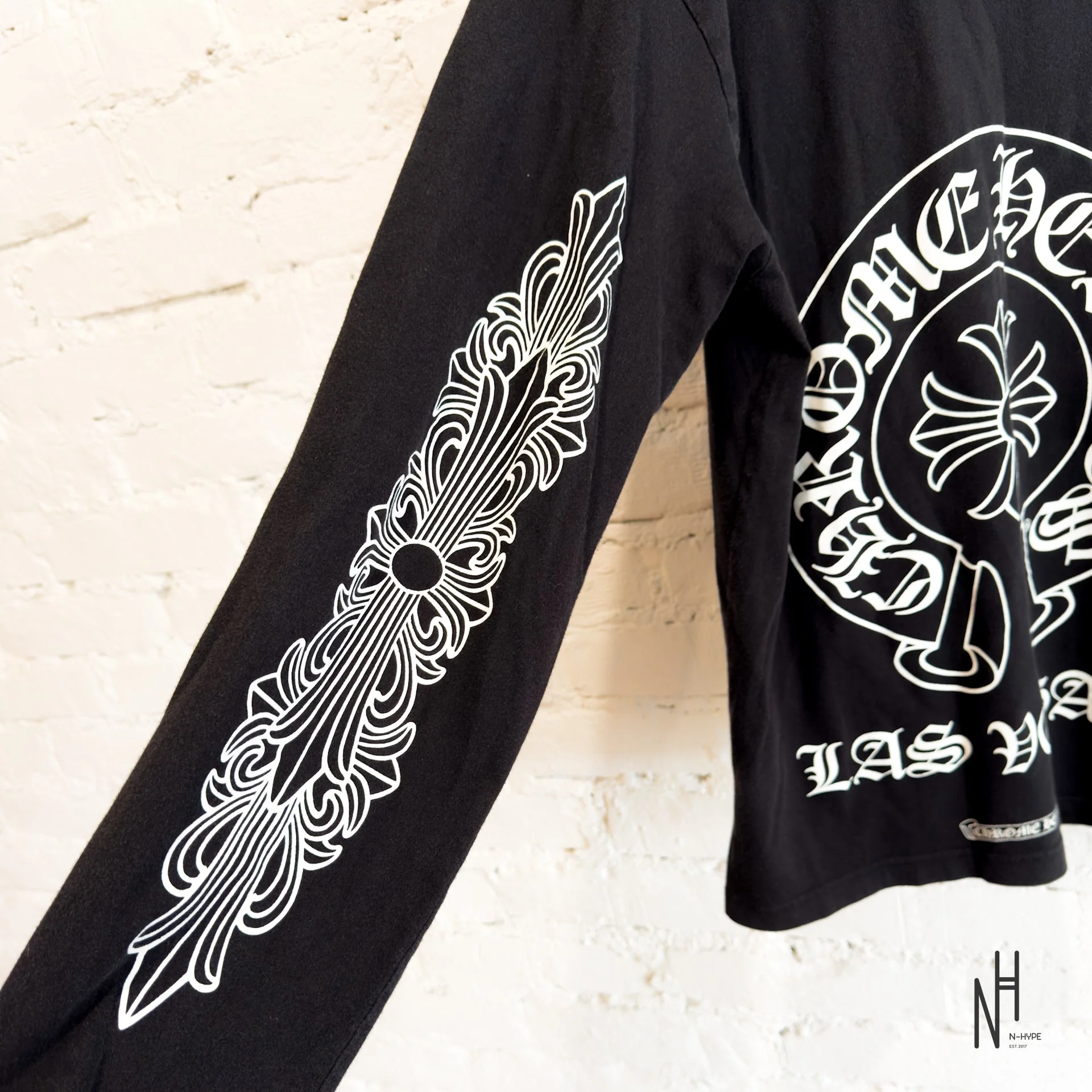 Chrome Hearts Horseshoe Floral Las Vegas Black Longsleeve T-Shirt - Image 3