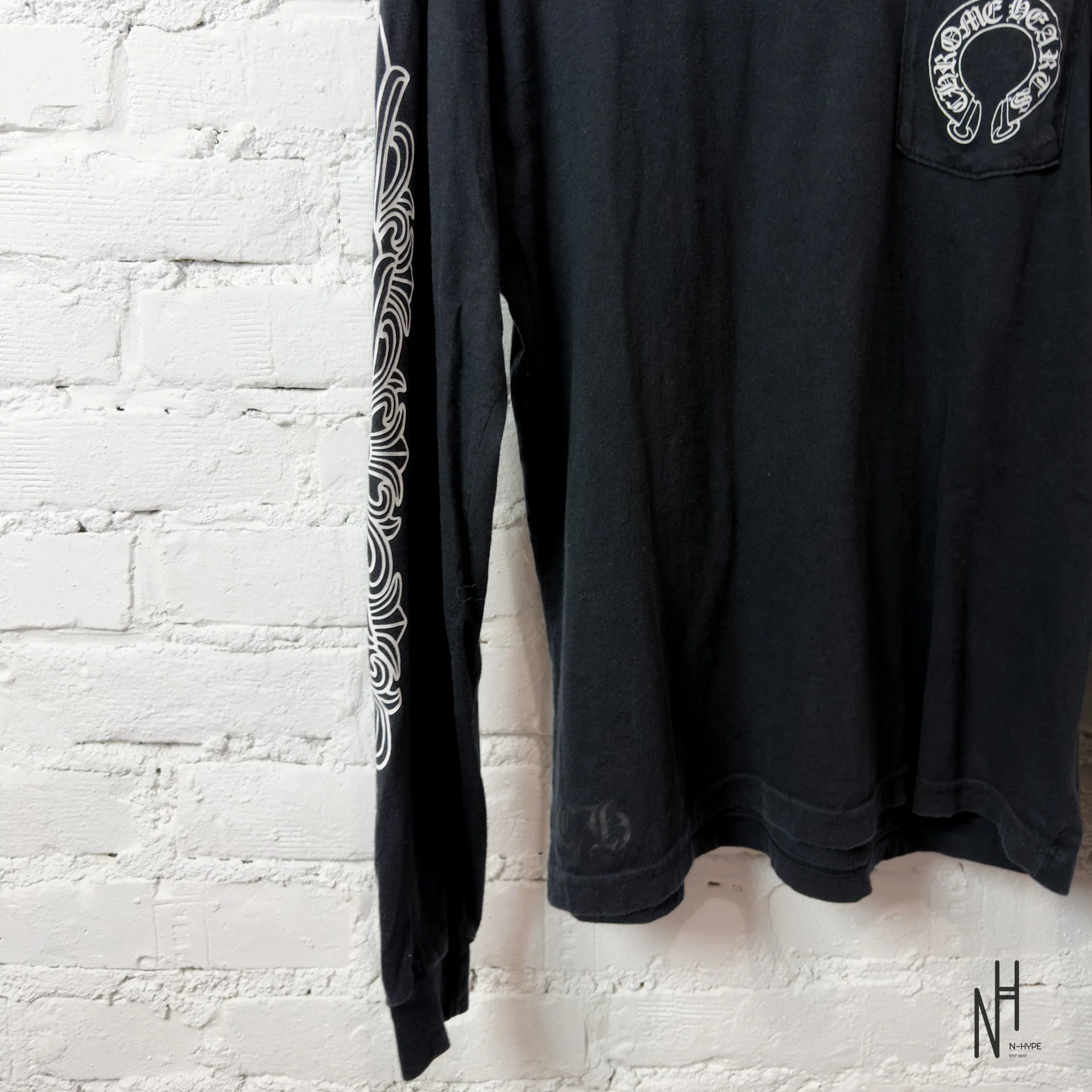 Chrome Hearts Horseshoe Floral Long Sleeve Black - Image 2