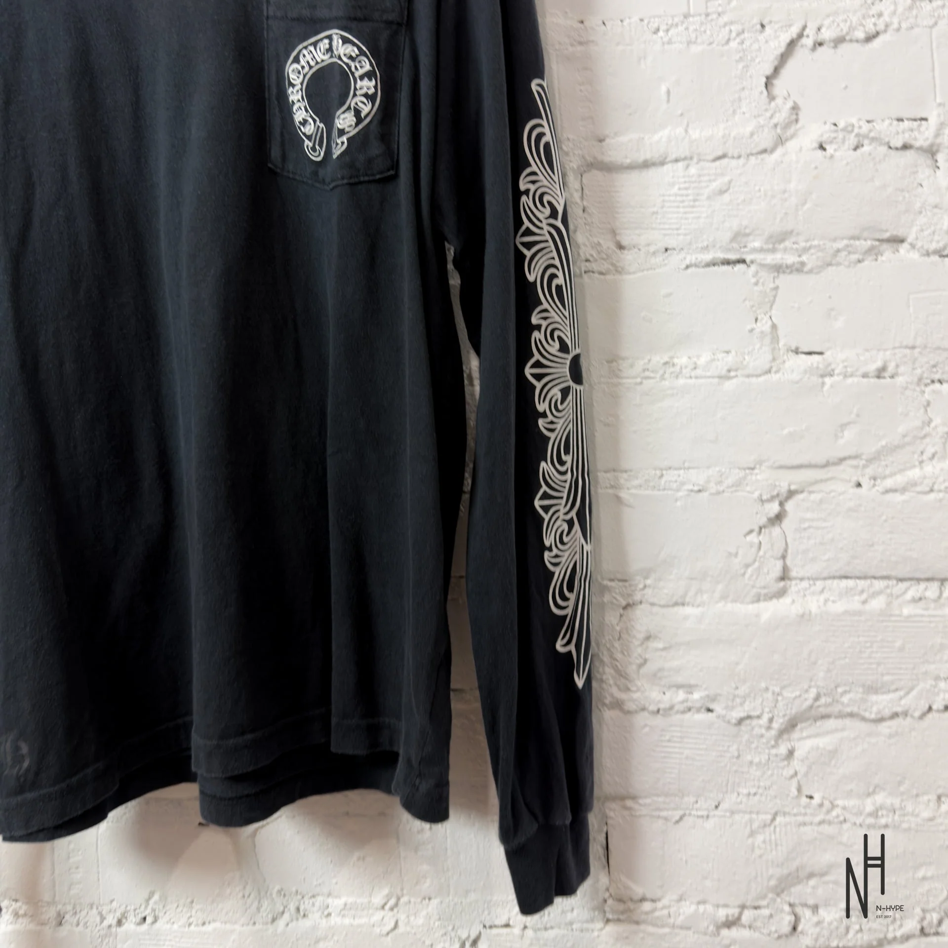 Chrome Hearts Horseshoe Floral Long Sleeve Black - Image 3
