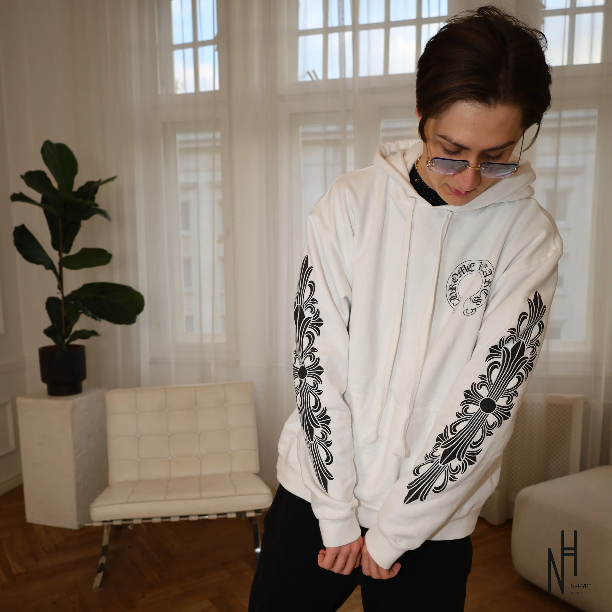 Chrome Hearts Horseshoe Hoodie White - Image 6