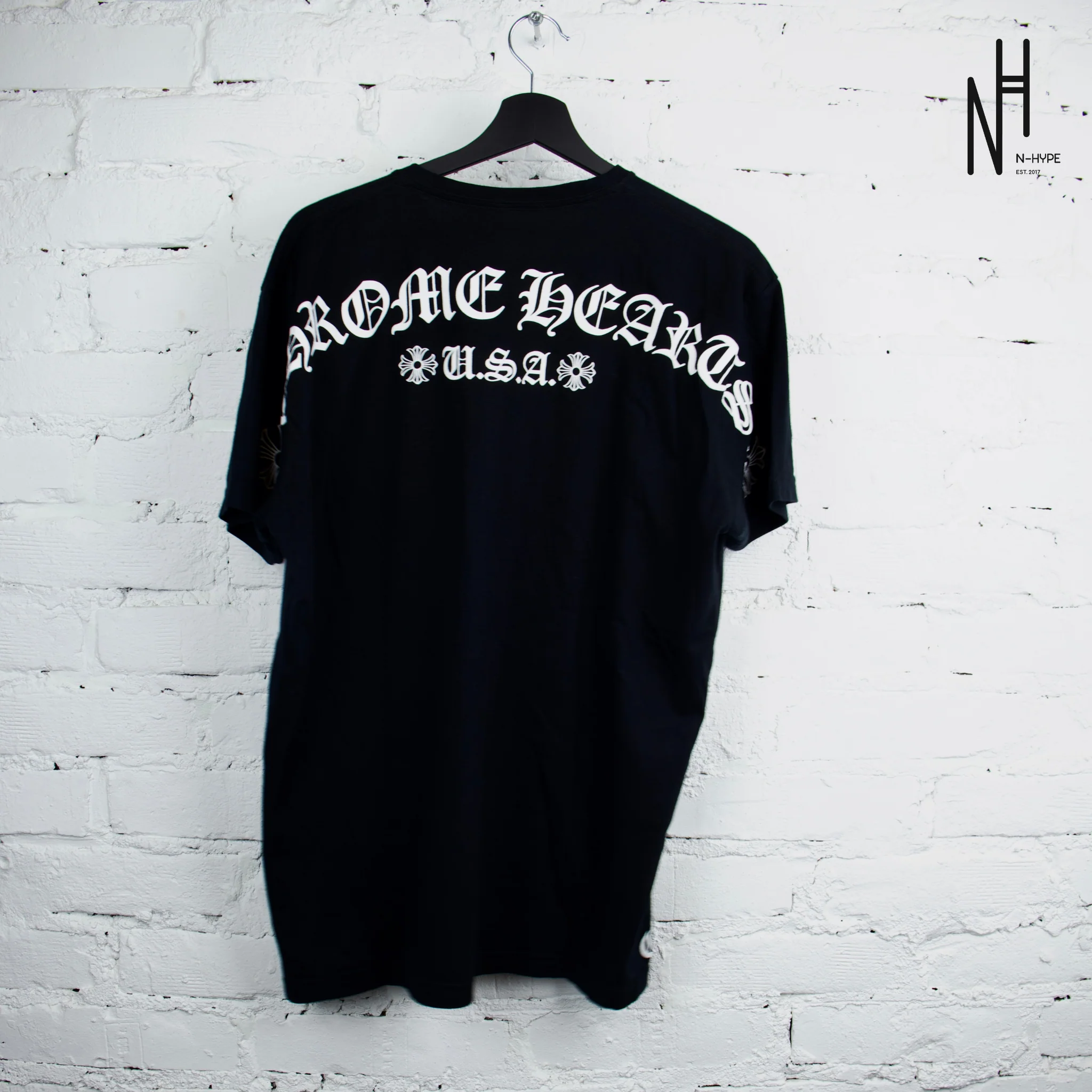 Chrome Hearts Horseshoe USA Shoulder Logo Black Tshirt - Image 2