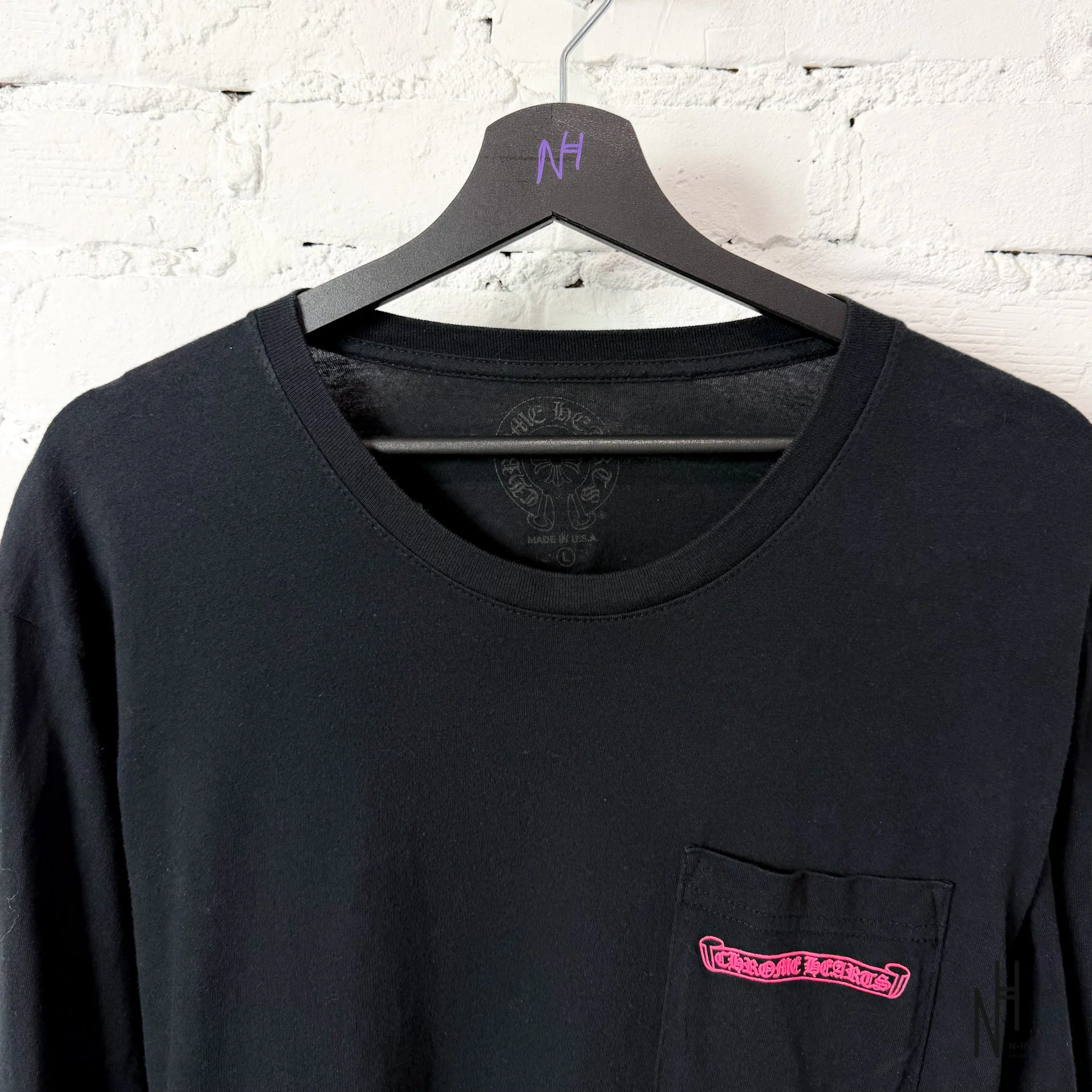 Chrome Hearts Long Sleeve Pocket Crew Pink Black - Image 2