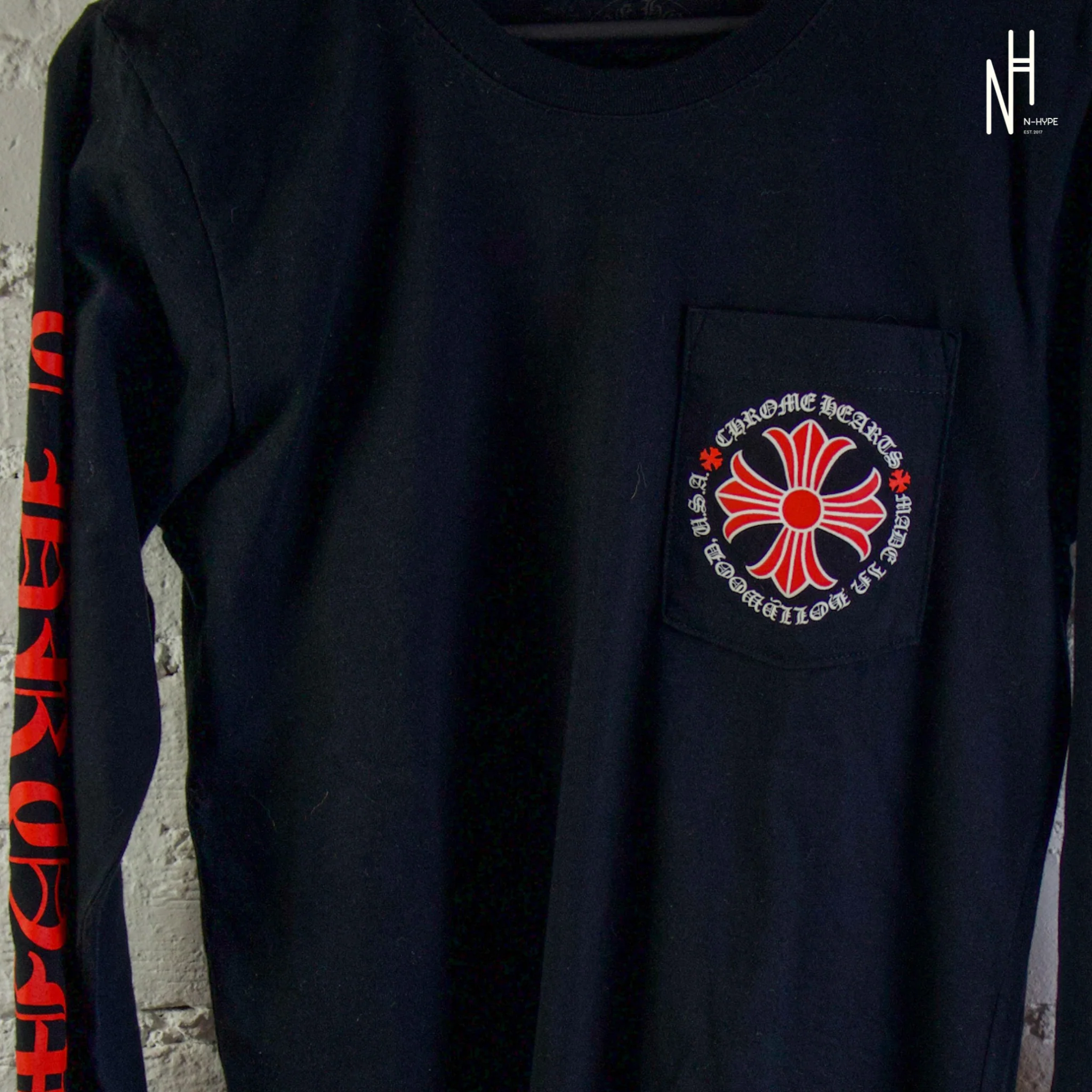 Chrome Hearts Made In Hollywood Plus Cross L/S Black/Red - Image 4