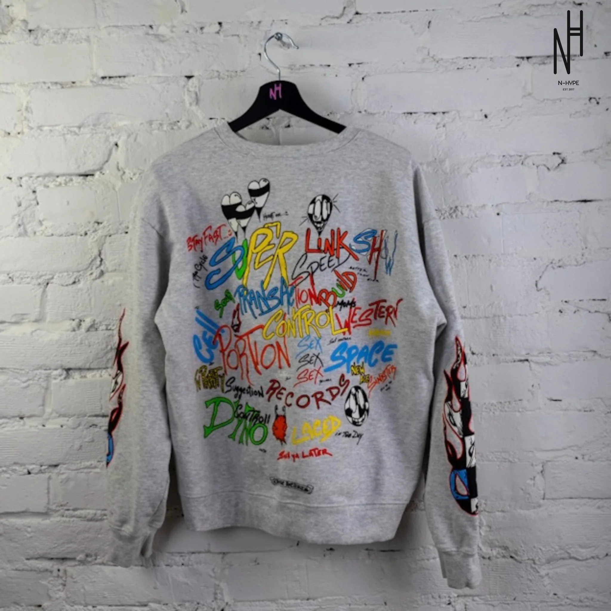 Chrome Hearts Matty Boy Brain Crewneck Heather Grey - Image 2
