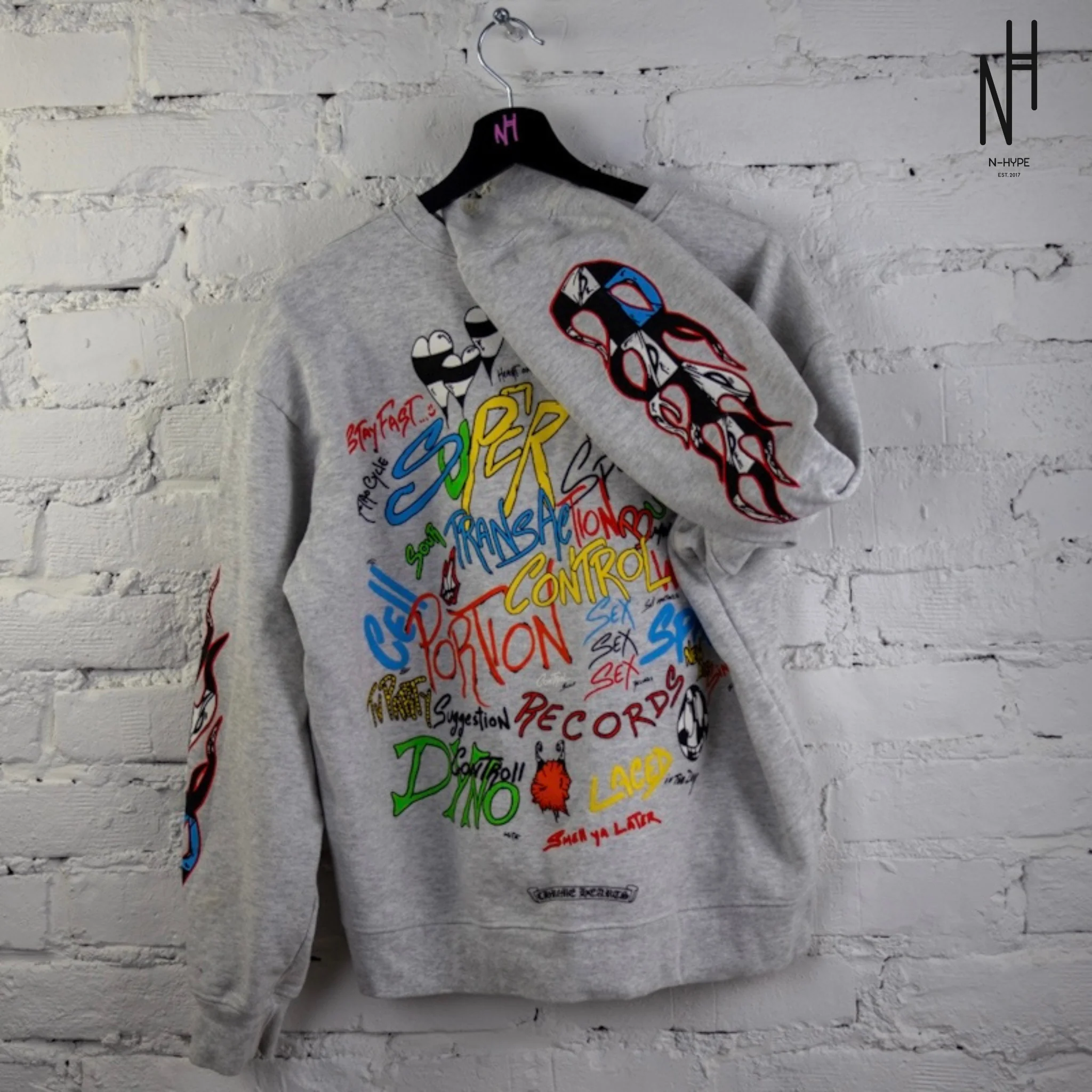 Chrome Hearts Matty Boy Brain Crewneck Heather Grey - Image 4