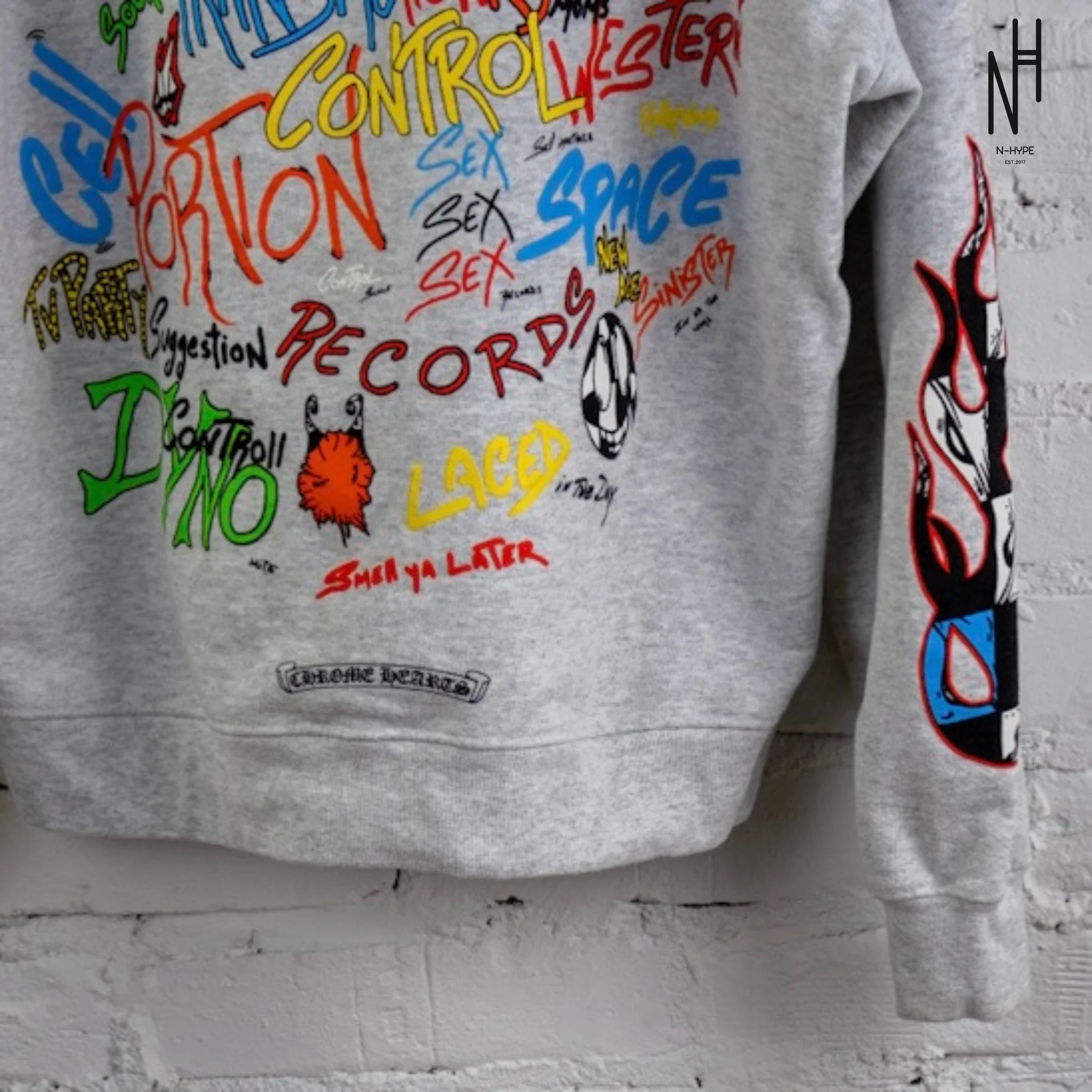 Chrome Hearts Matty Boy Brain Crewneck Heather Grey - Image 5