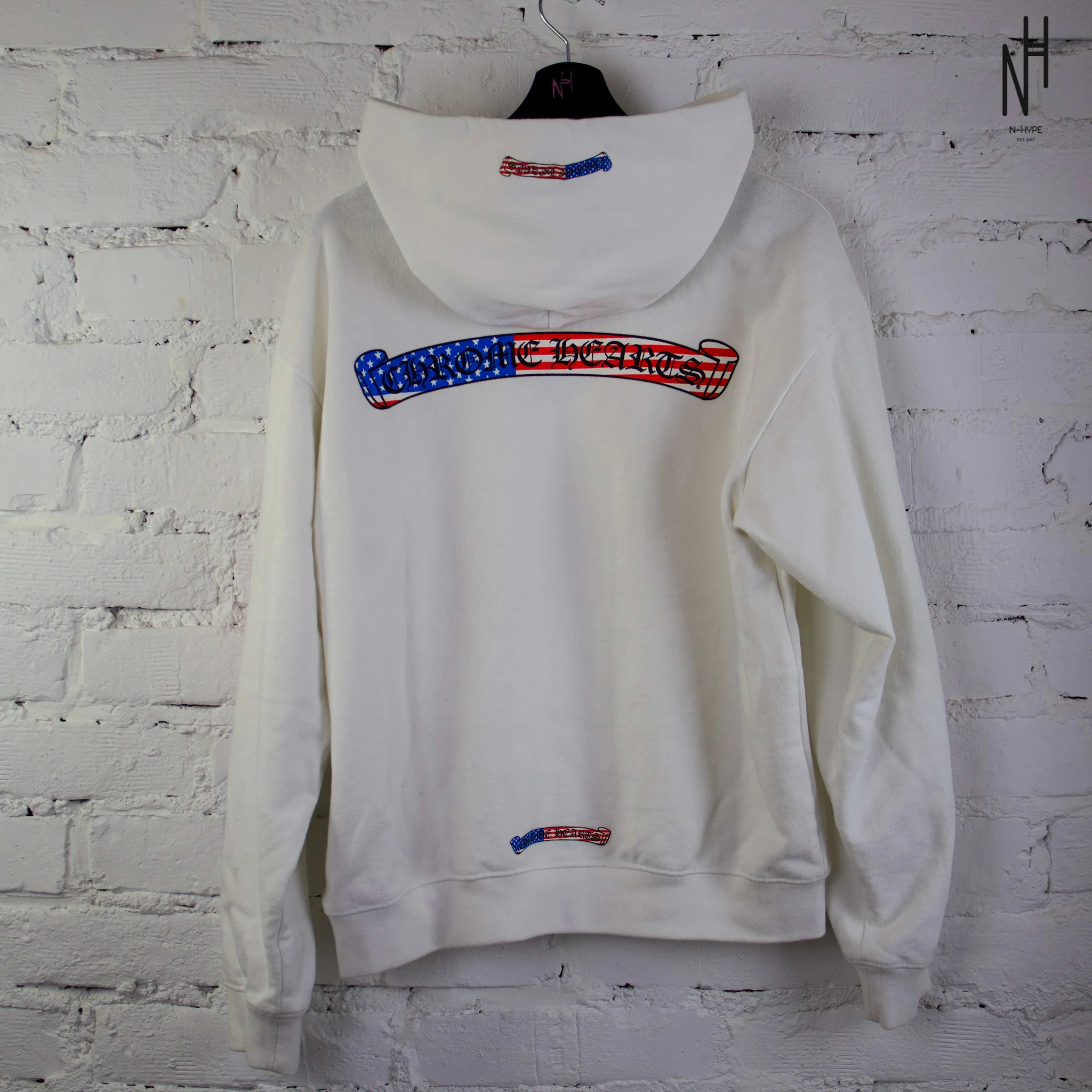 Chrome Hearts Matty Boy USA Hoodie White - Image 2