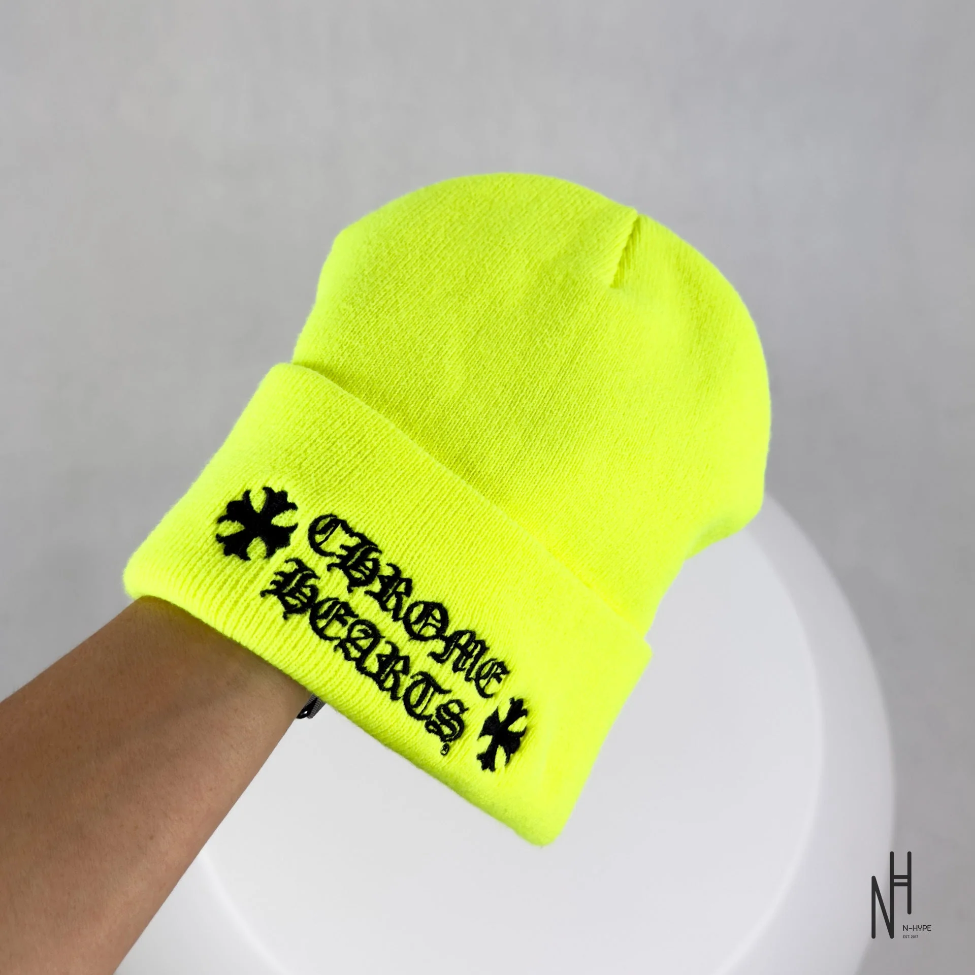 Chrome Hearts Neon Green Beanie - Image 2