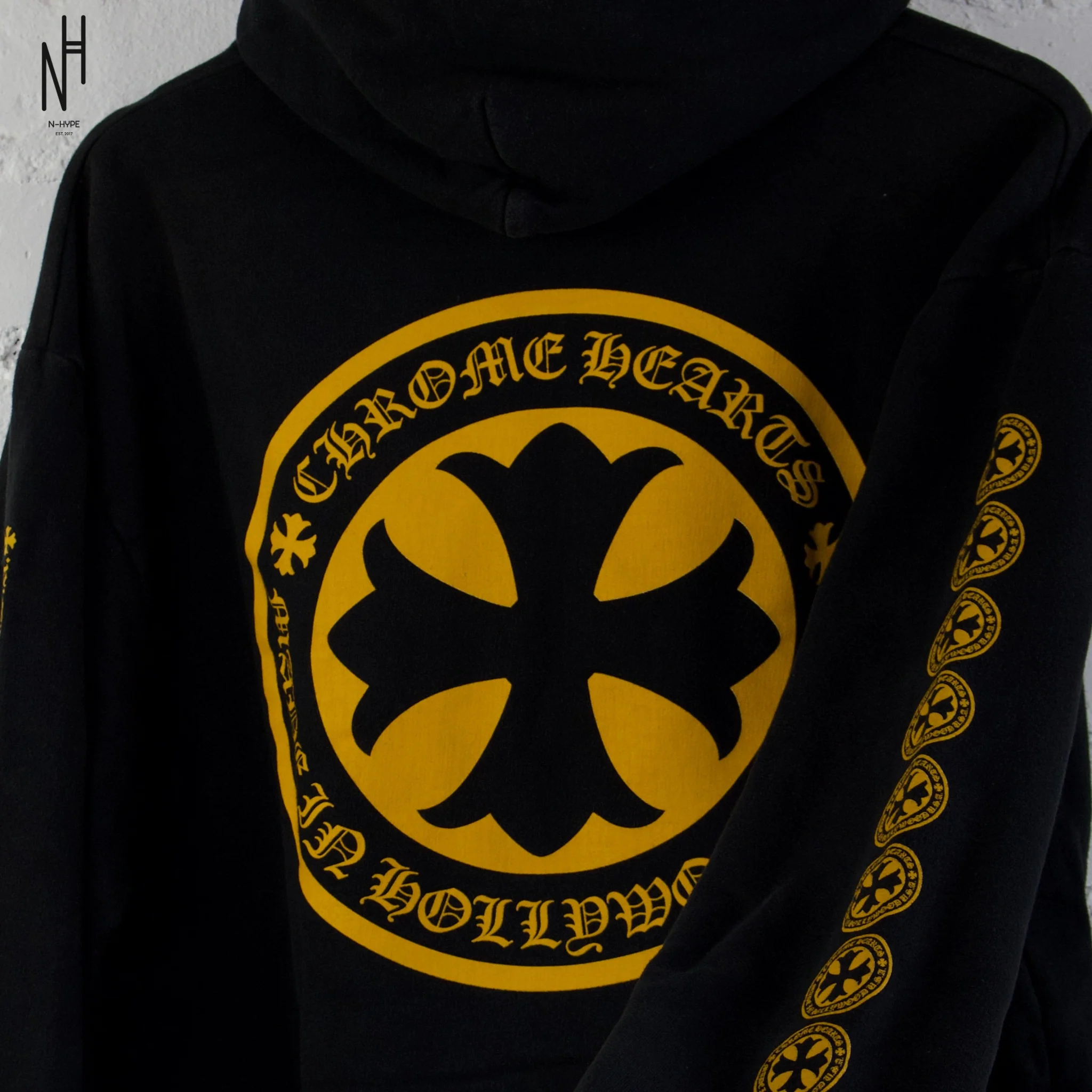 Chrome Hearts Plus Logo Pullover Hoodie Black/Yellow - Image 3