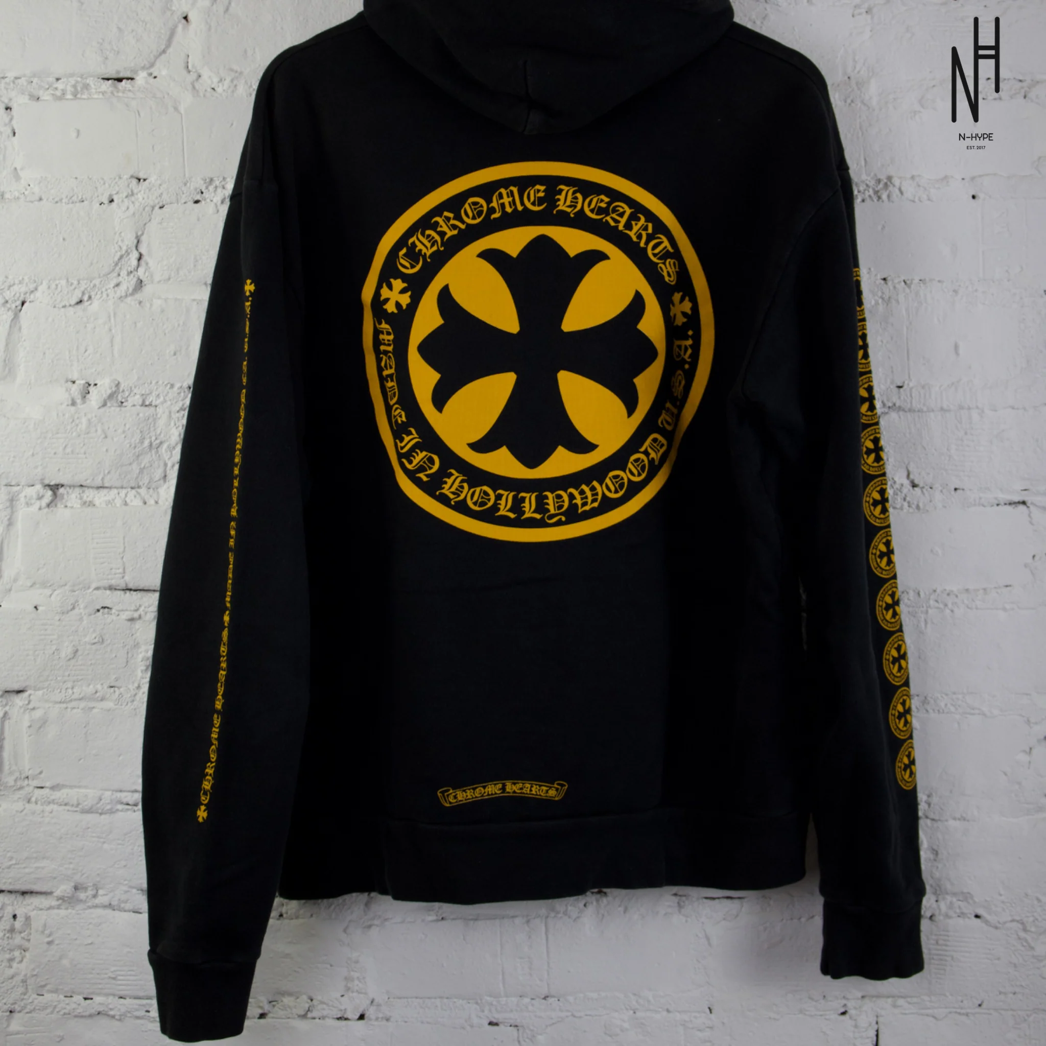 Chrome Hearts Plus Logo Pullover Hoodie Black/Yellow - Image 5