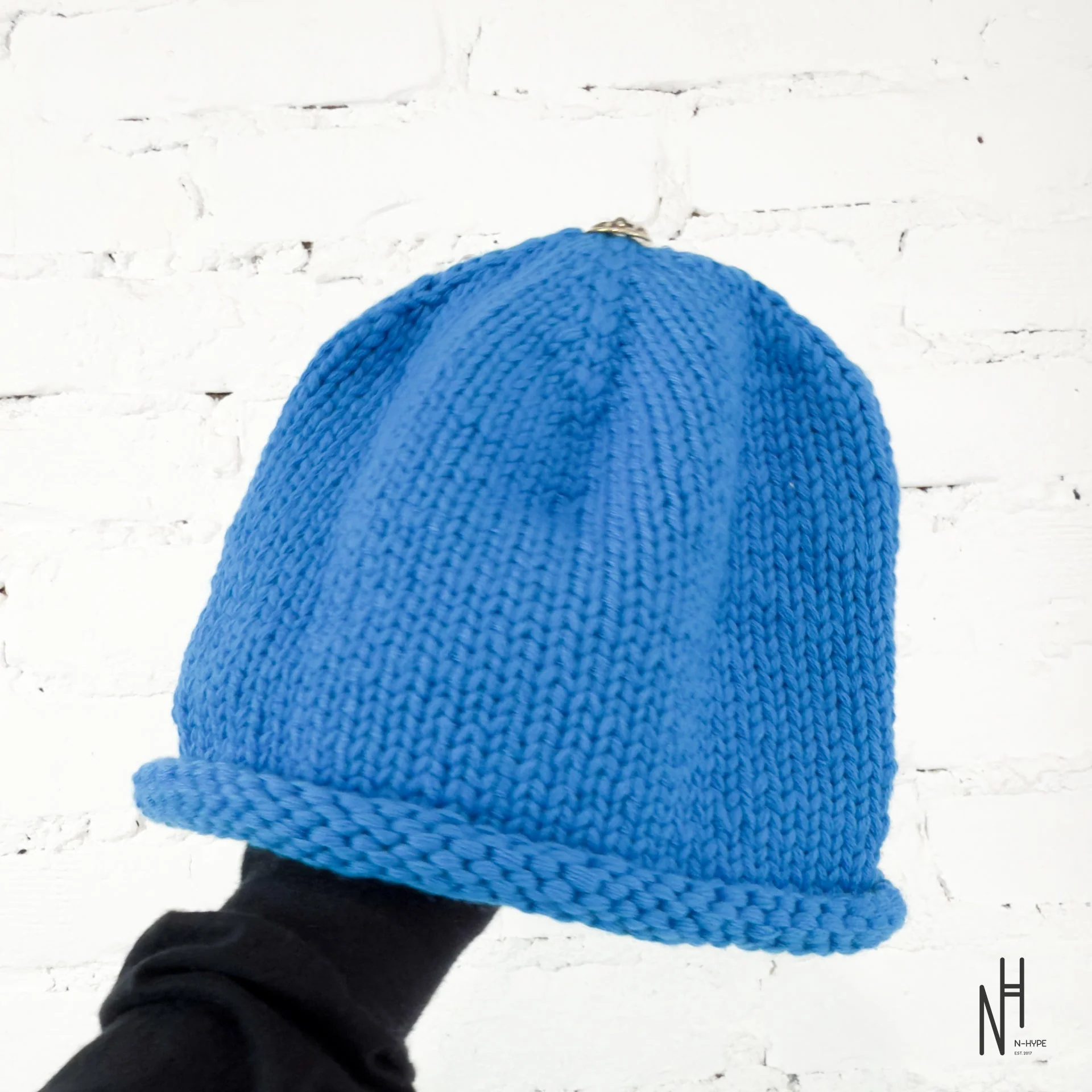 Chrome Hearts Purple Cemetery Cross Patch Cashmere Beanie Blue - Image 5