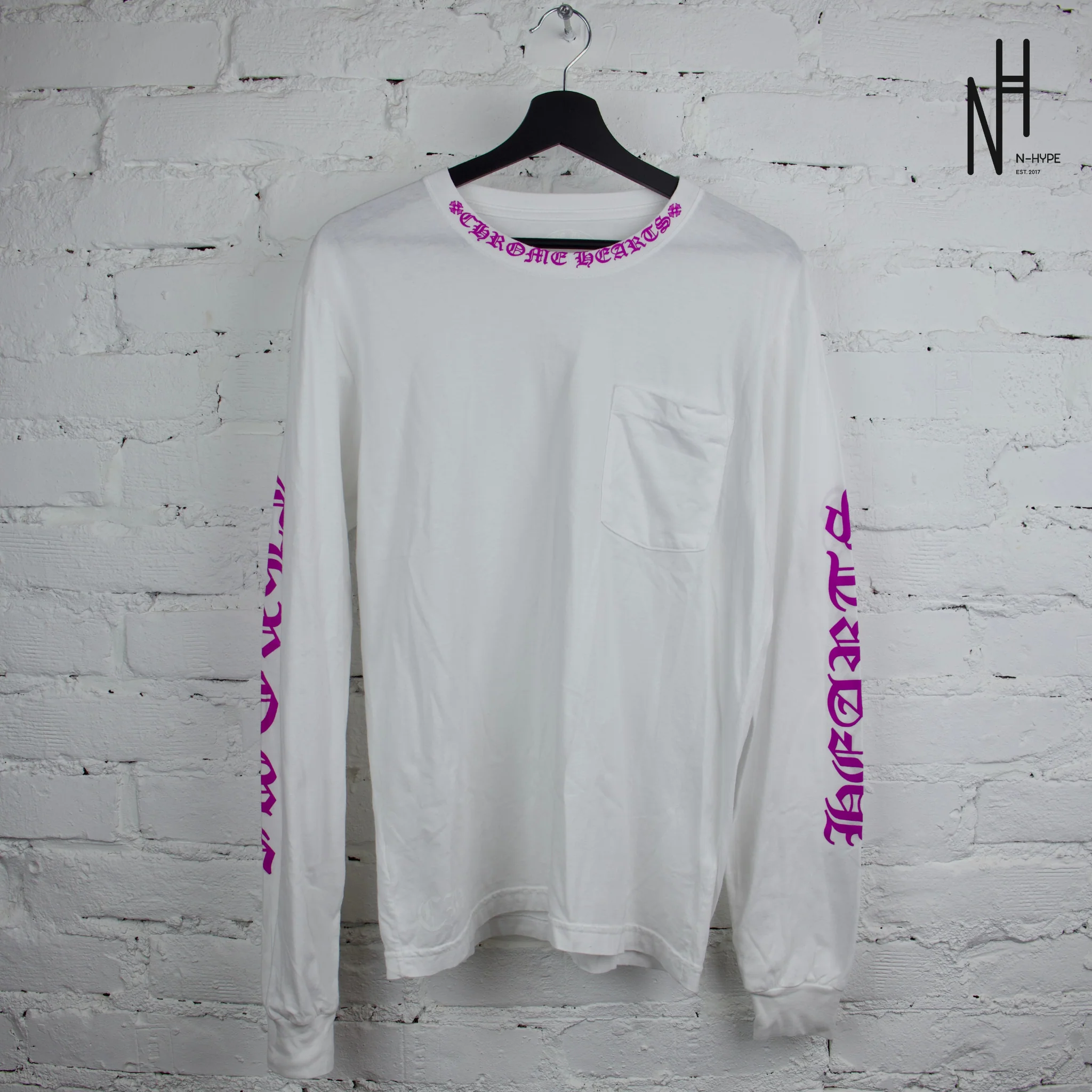 Chrome Hearts Purple Neck Letter White Longsleeve Tshirt