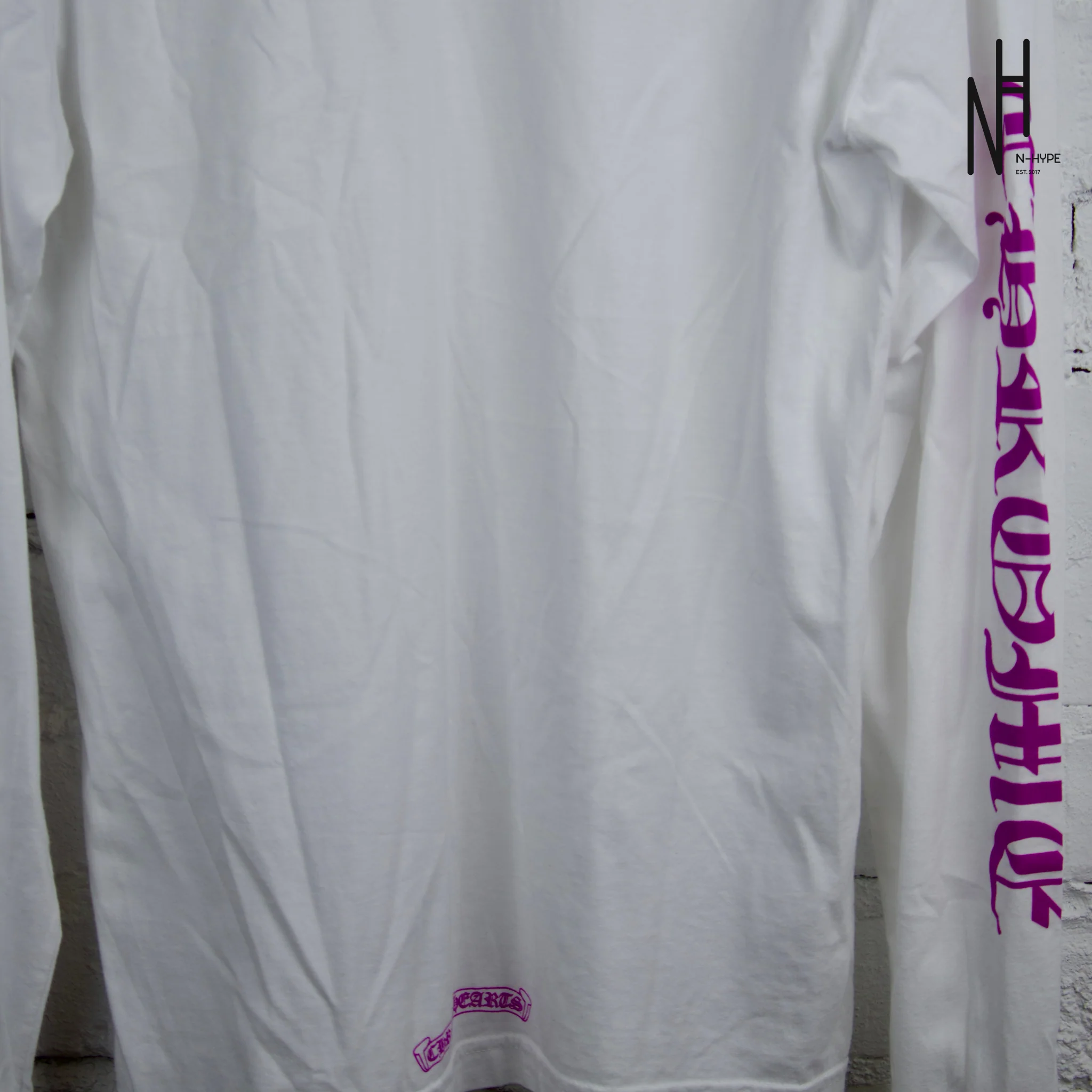 Chrome Hearts Purple Neck Letter White Longsleeve Tshirt - Image 2