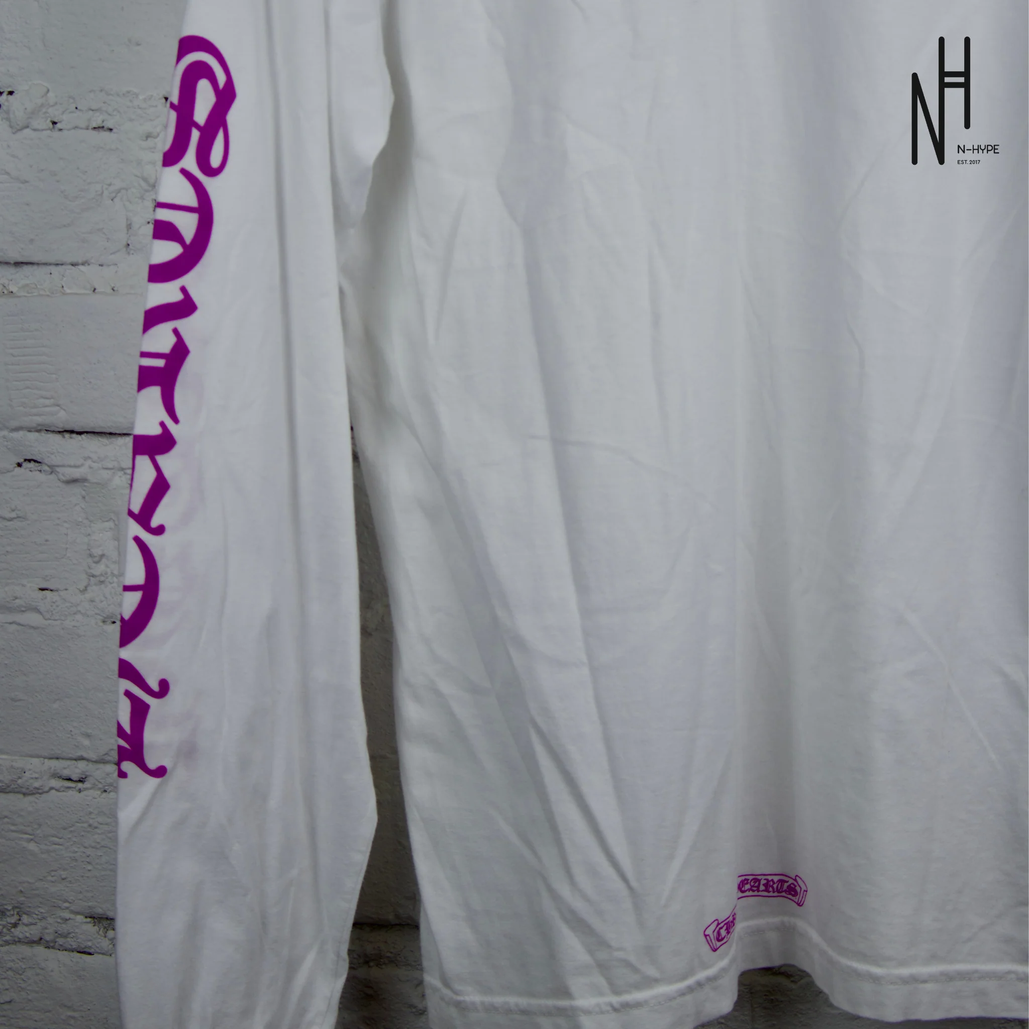 Chrome Hearts Purple Neck Letter White Longsleeve Tshirt - Image 3