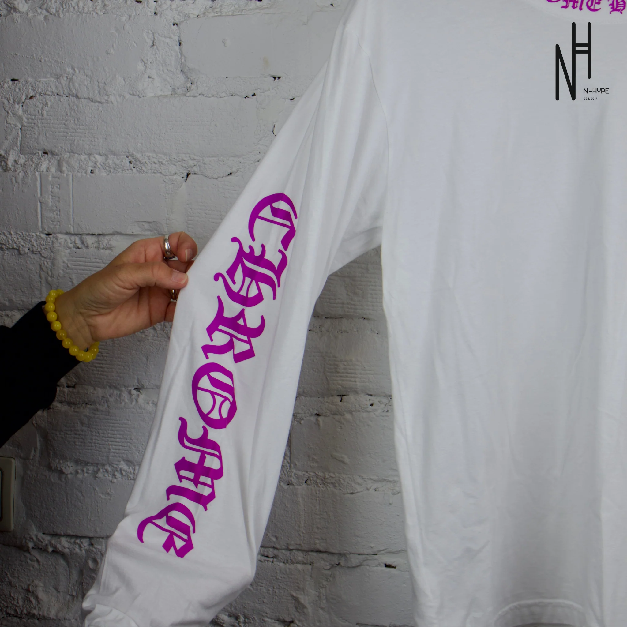 Chrome Hearts Purple Neck Letter White Longsleeve Tshirt - Image 5