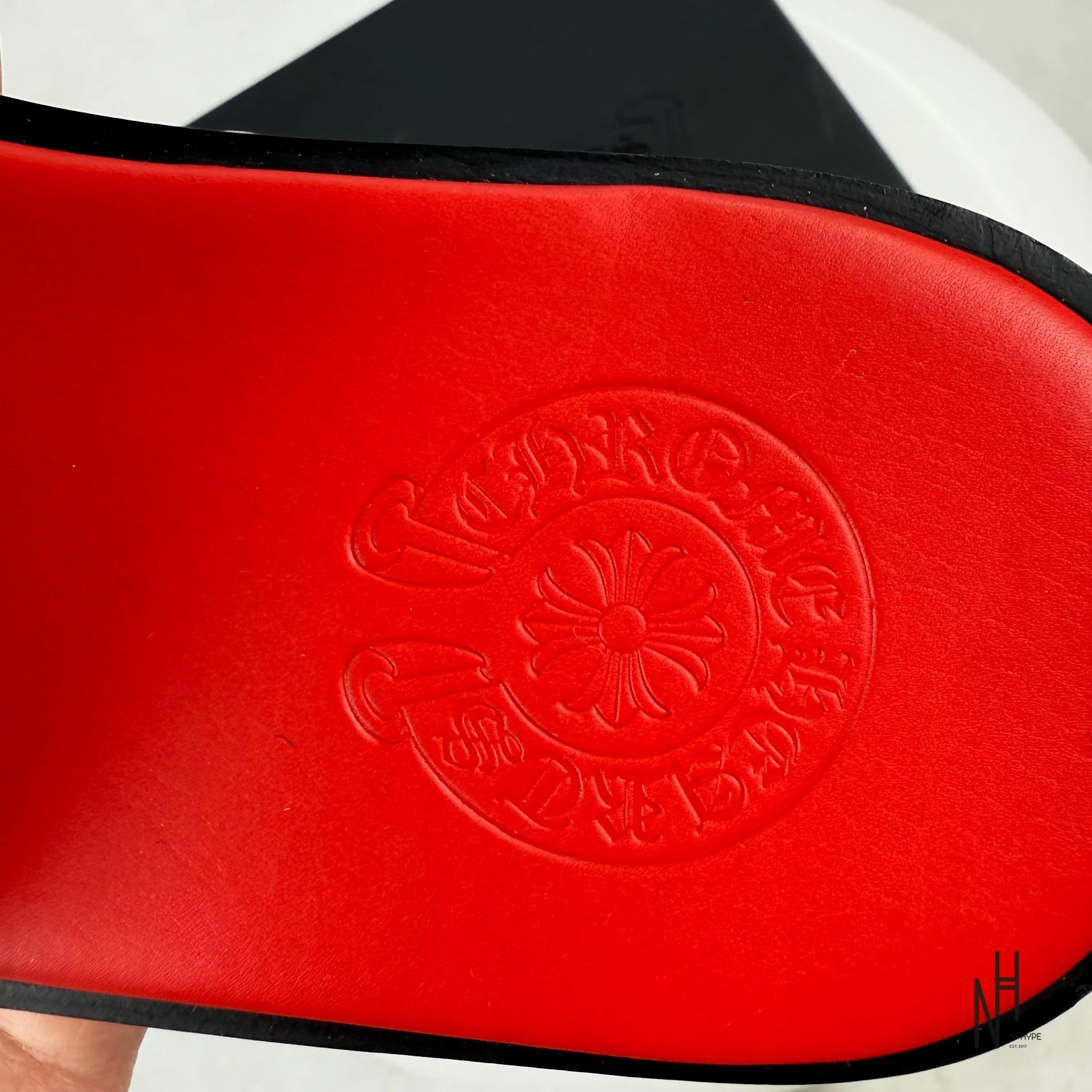 Chrome Hearts Red Cross Patch Cow Slides - Image 4