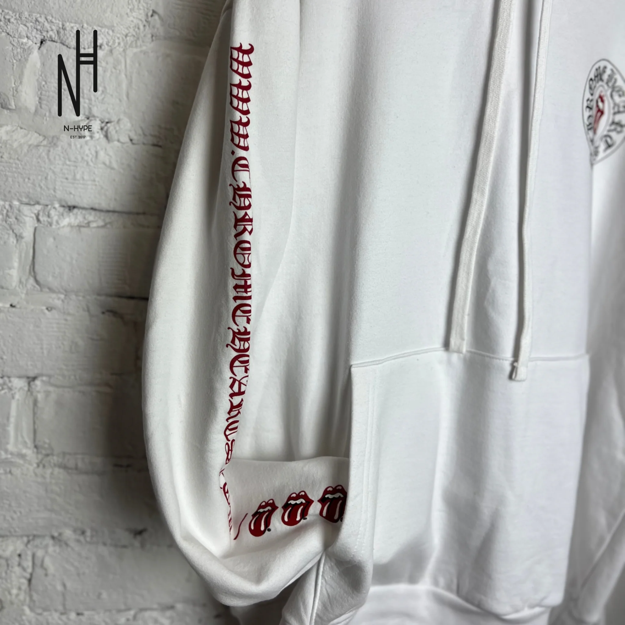 Chrome Hearts Rolling Stones Online Exclusive Hoodie White - Image 6