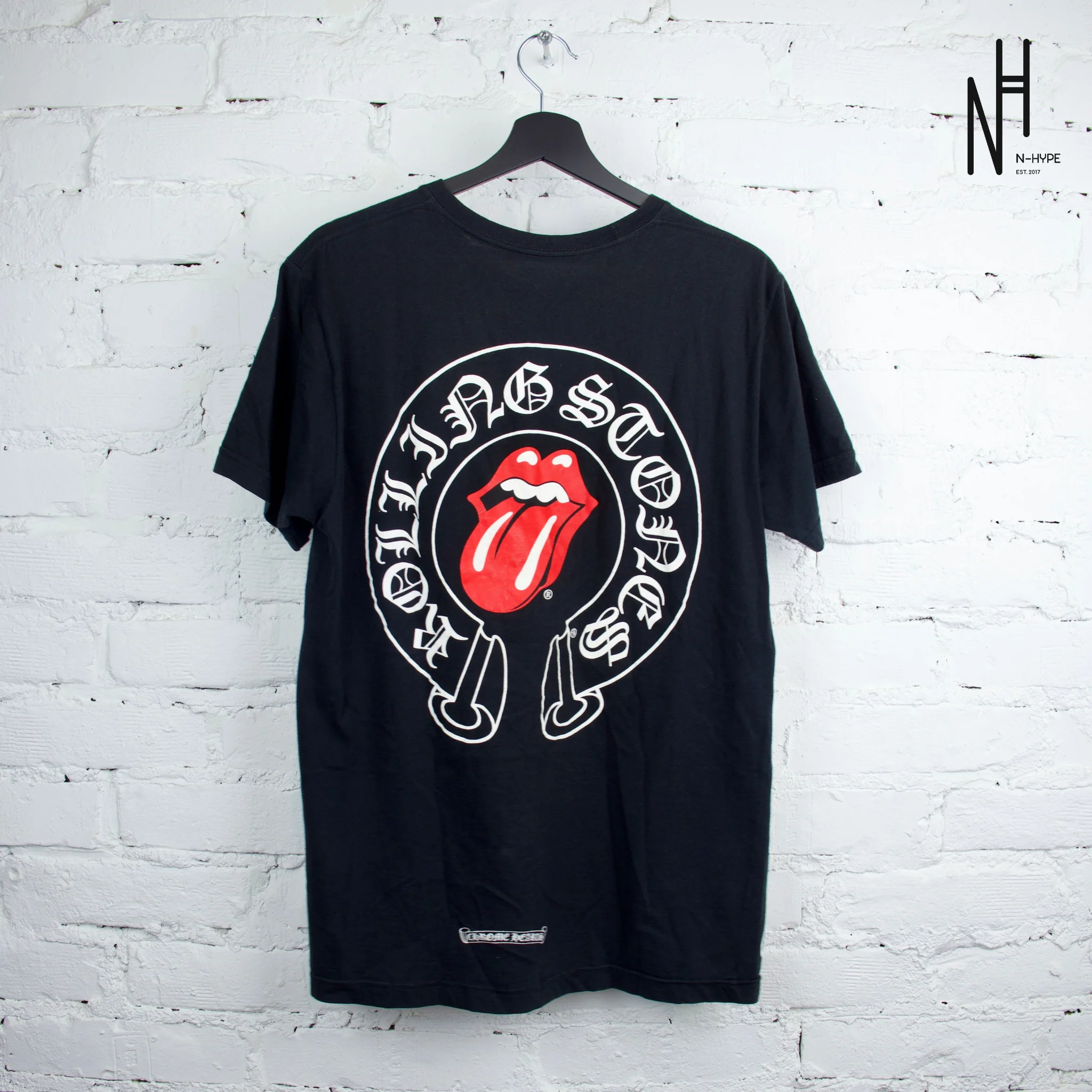 Chrome Hearts Rolling Stones Red Horseshoe Black Tshirt - Image 2