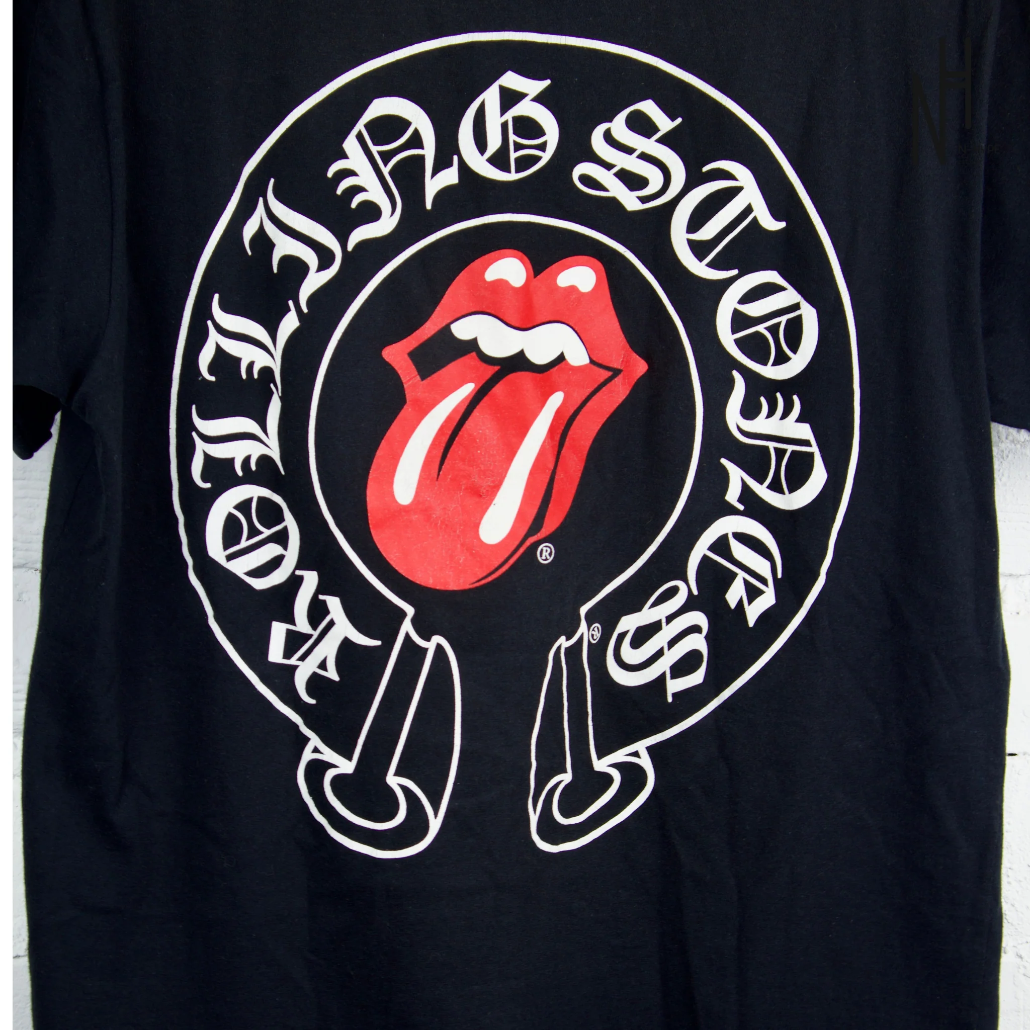 Chrome Hearts Rolling Stones Red Horseshoe Black Tshirt - Image 3