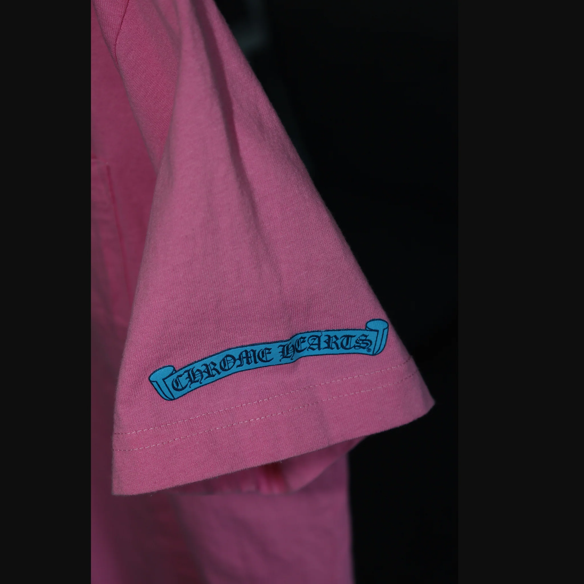 Chrome Hearts Scroll Logo Pocket Tee 'Pink/Blue' - Image 2